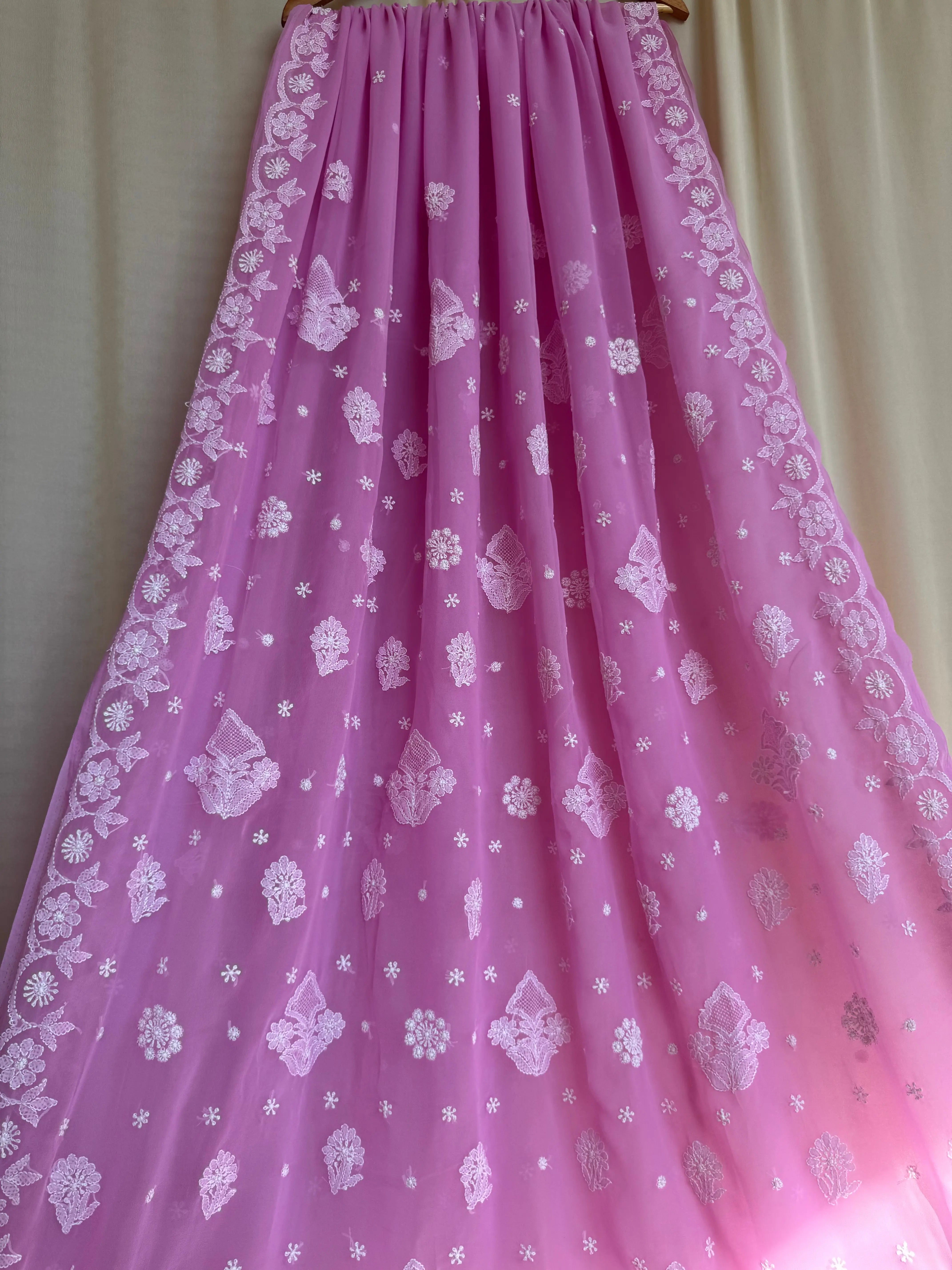 Georgette Chikankari saree in Pink ARIAA CHIKANKARI
