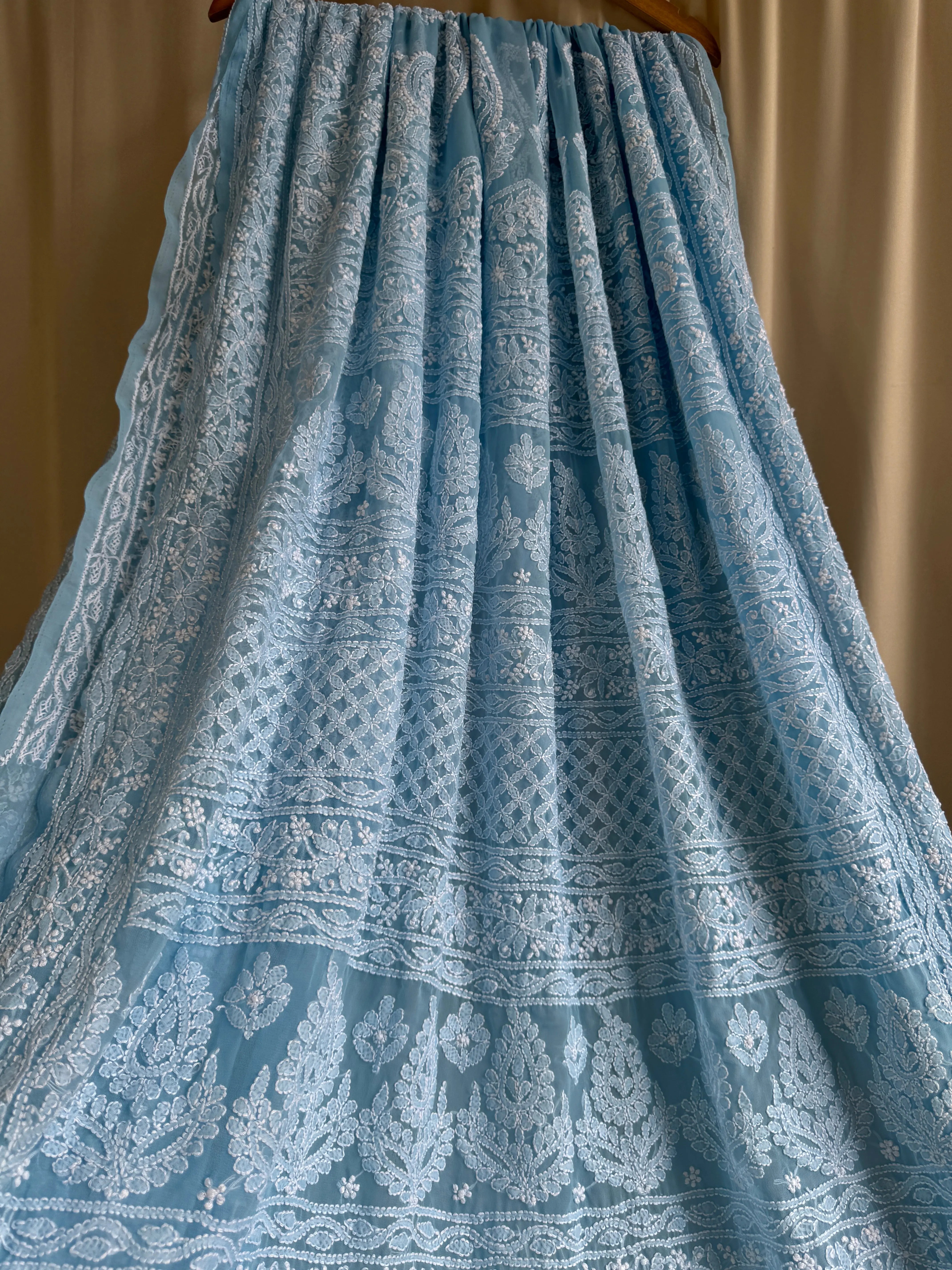 Georgette Chikankari saree in Blue ARIAA CHIKANKARI