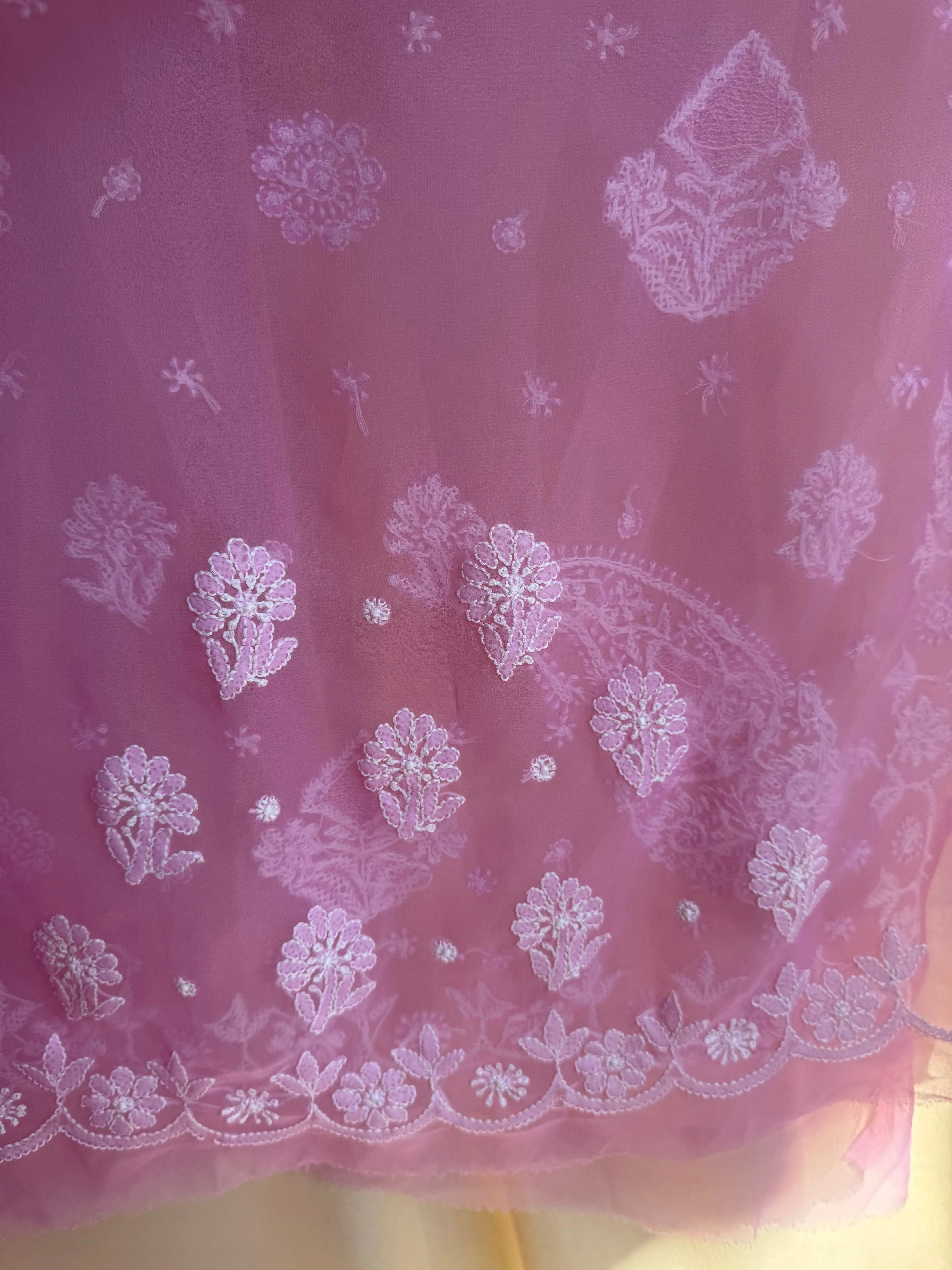 Georgette Chikankari saree in Pink ARIAA CHIKANKARI