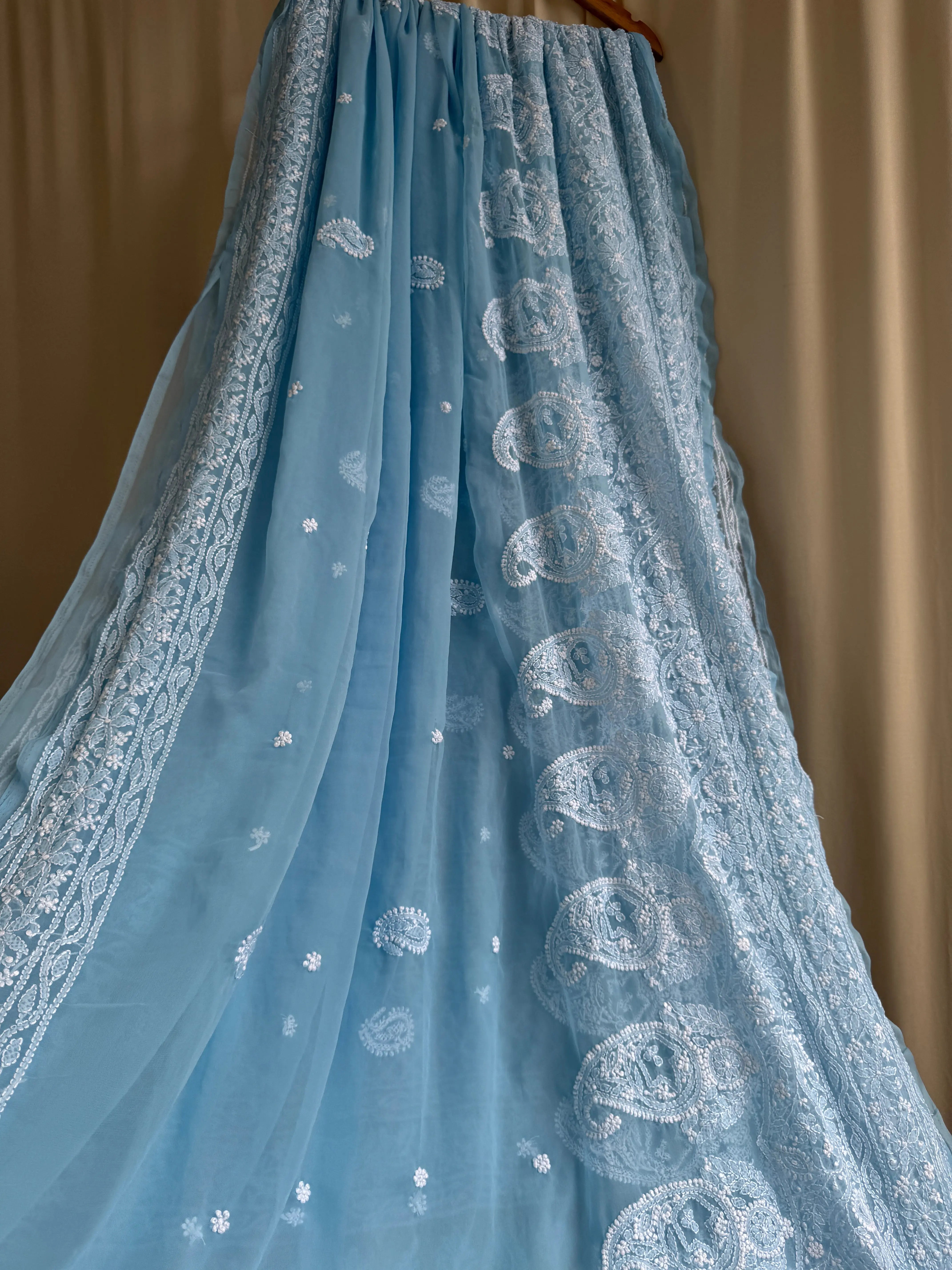 Georgette Chikankari saree in Blue ARIAA CHIKANKARI