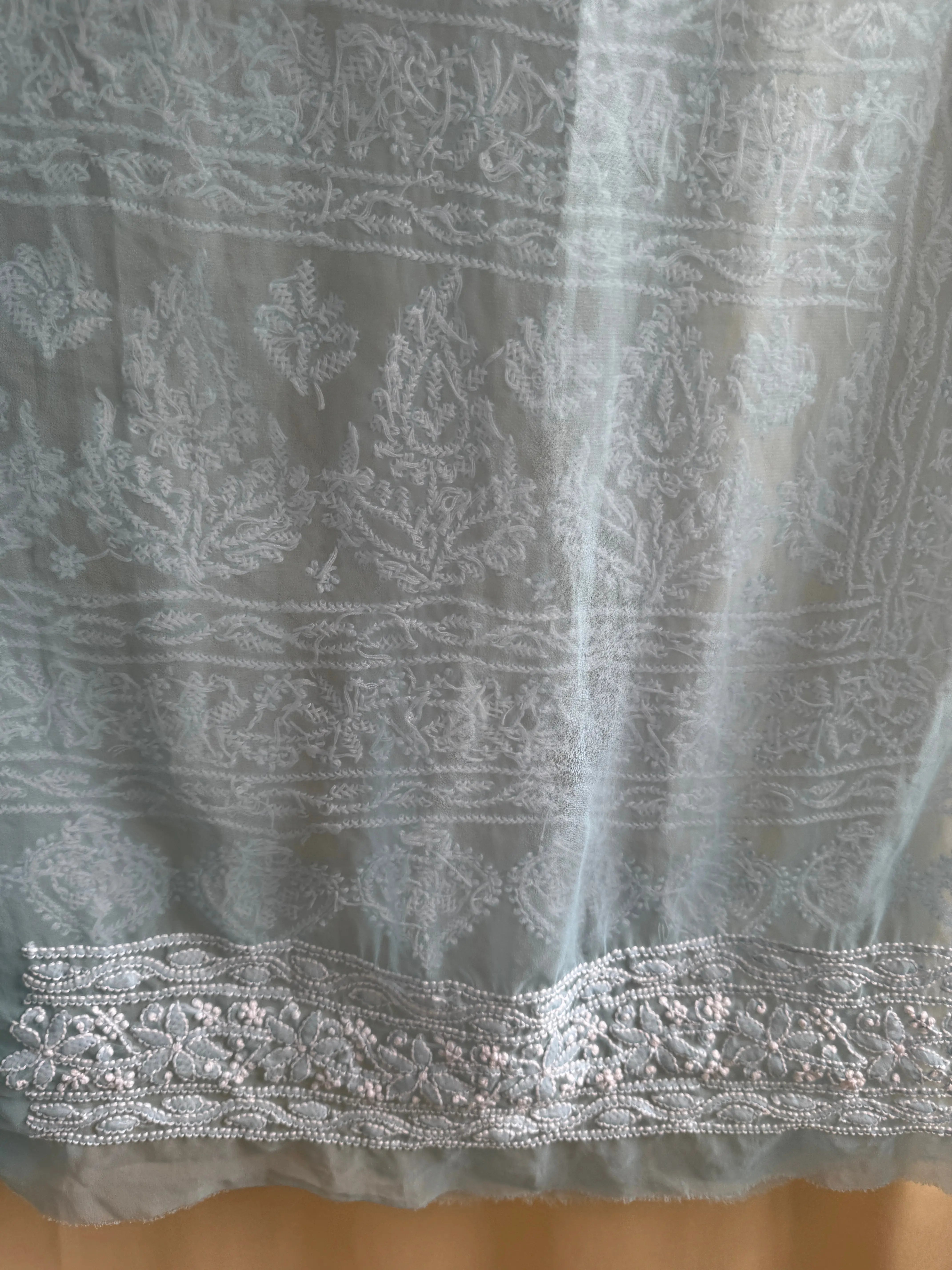 Georgette Chikankari saree in Blue ARIAA CHIKANKARI