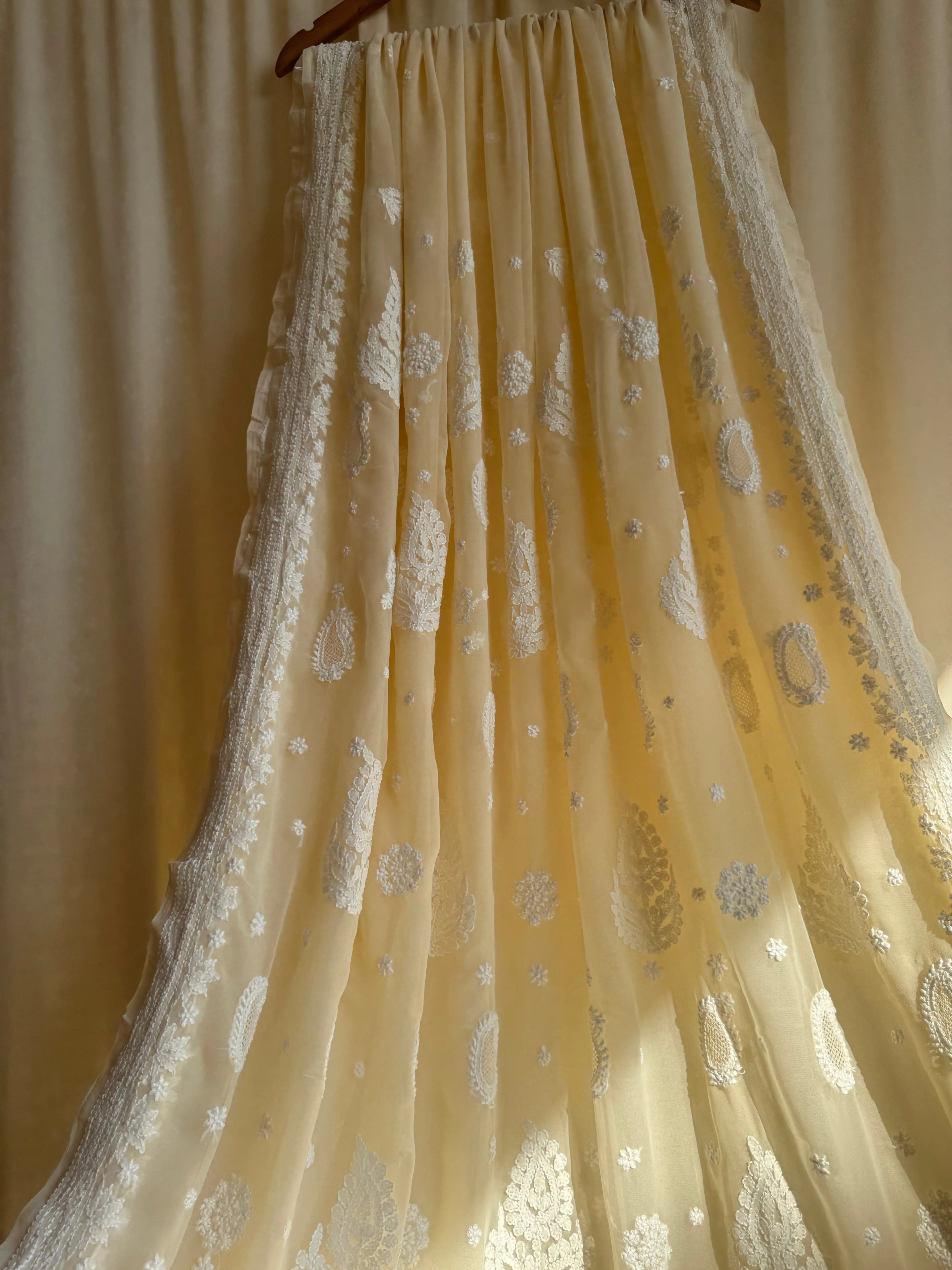 Georgette Chikankari saree in Beige ARIAA CHIKANKARI
