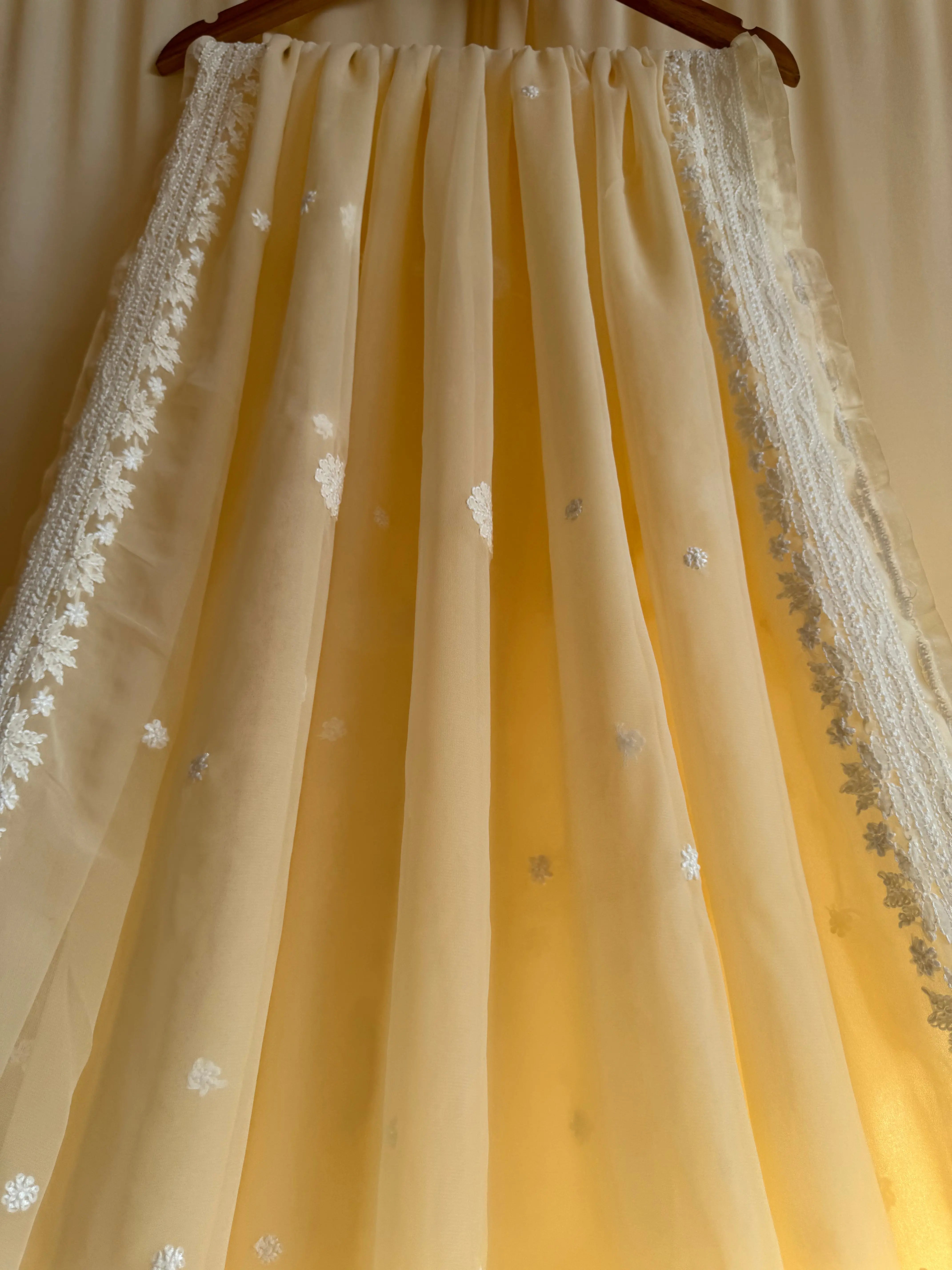Georgette Chikankari saree in Beige ARIAA CHIKANKARI