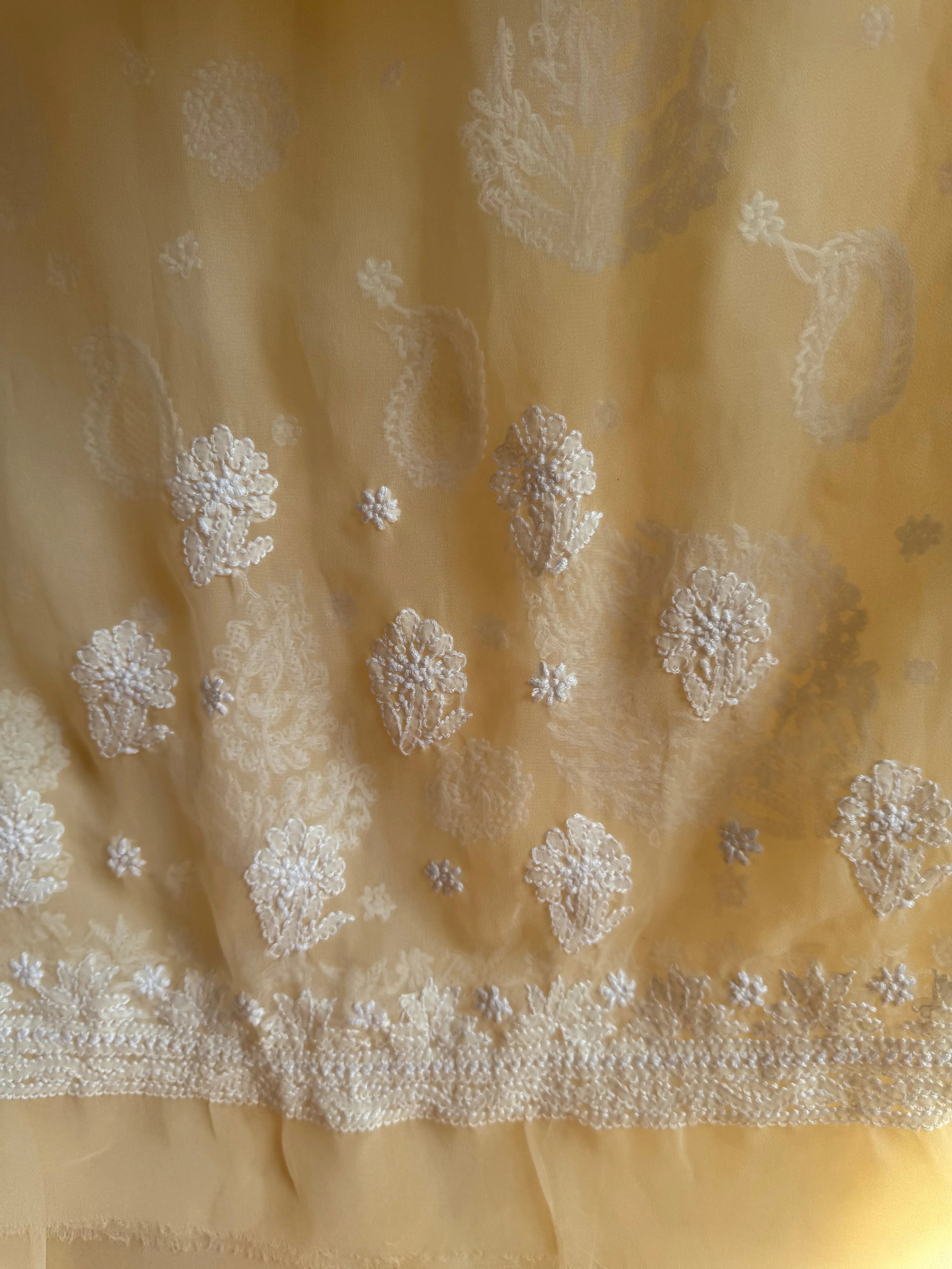 Georgette Chikankari saree in Beige ARIAA CHIKANKARI