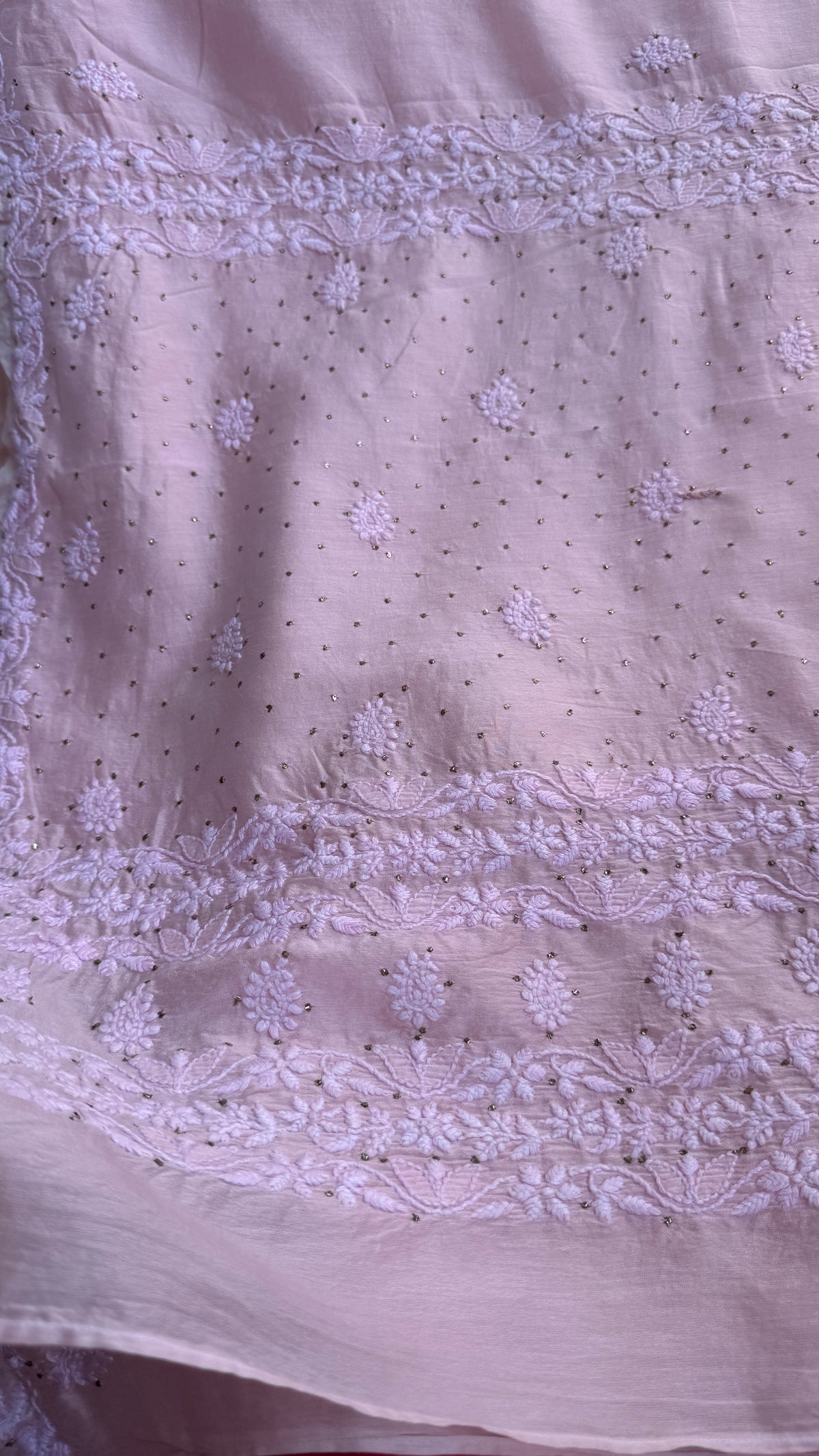 Pure Chanderi Chikankari saree in pale pink