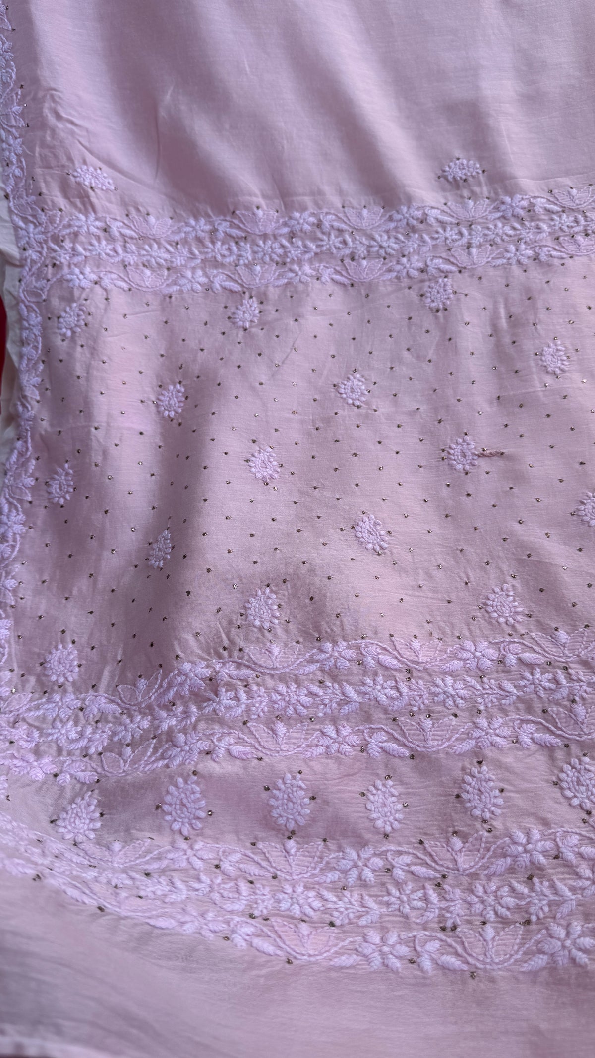 Pure Chanderi Chikankari saree in pale pink