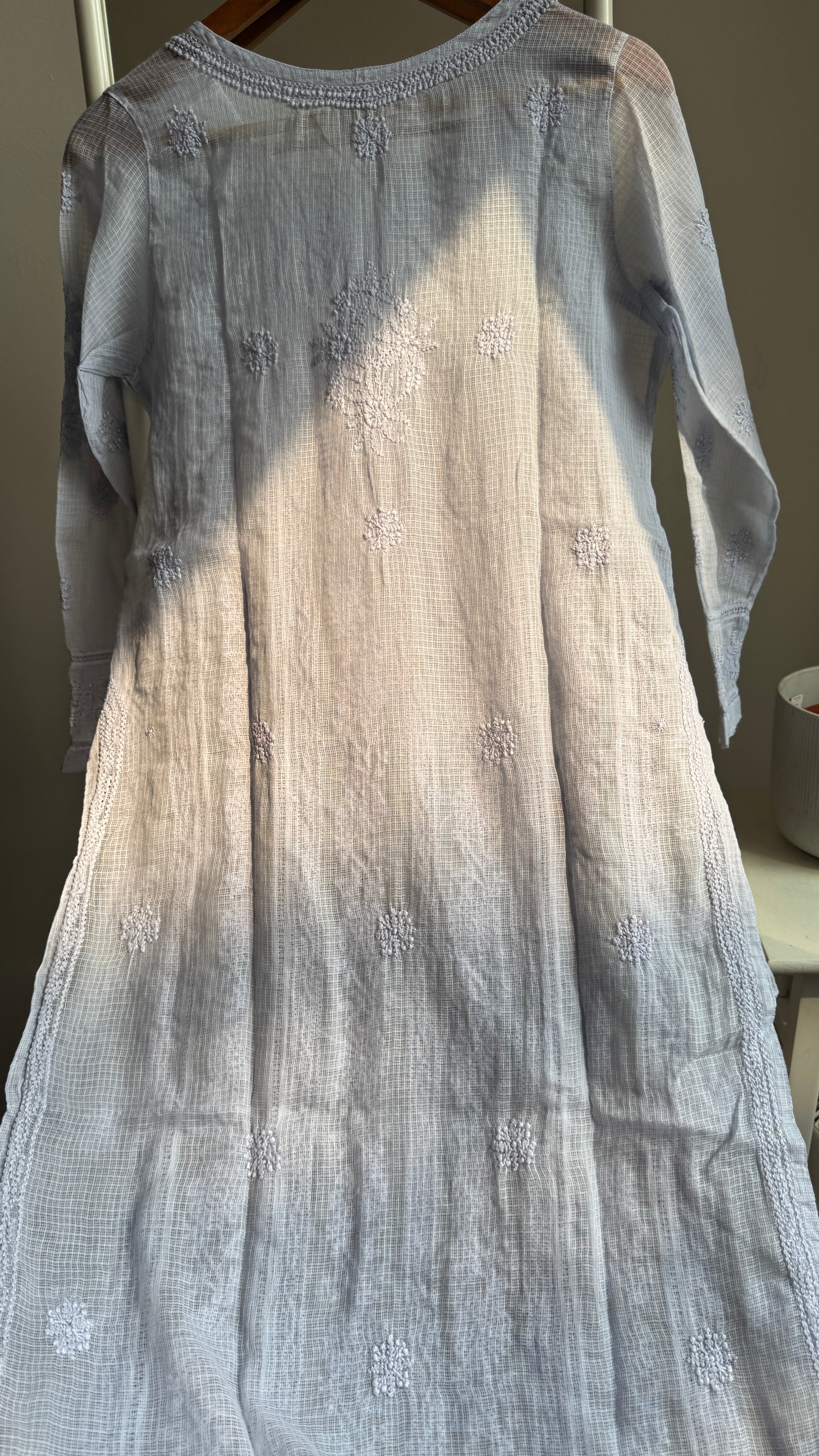 Kota Soft Cotton Chikankari Kurti - Grey Blue - CHAND Collection