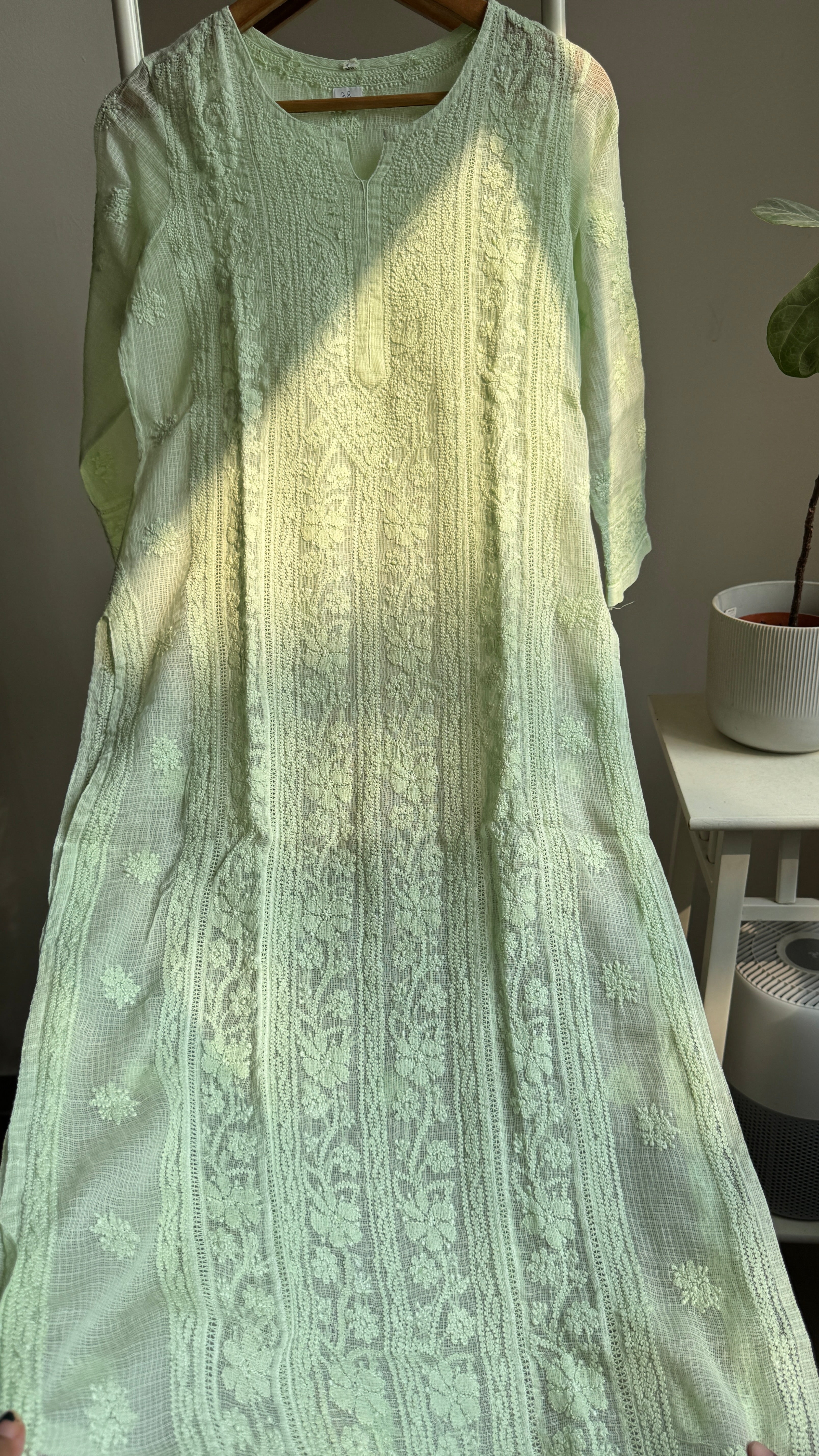 Kota Soft Cotton Chikankari Kurti - Light Green - CHAND Collection