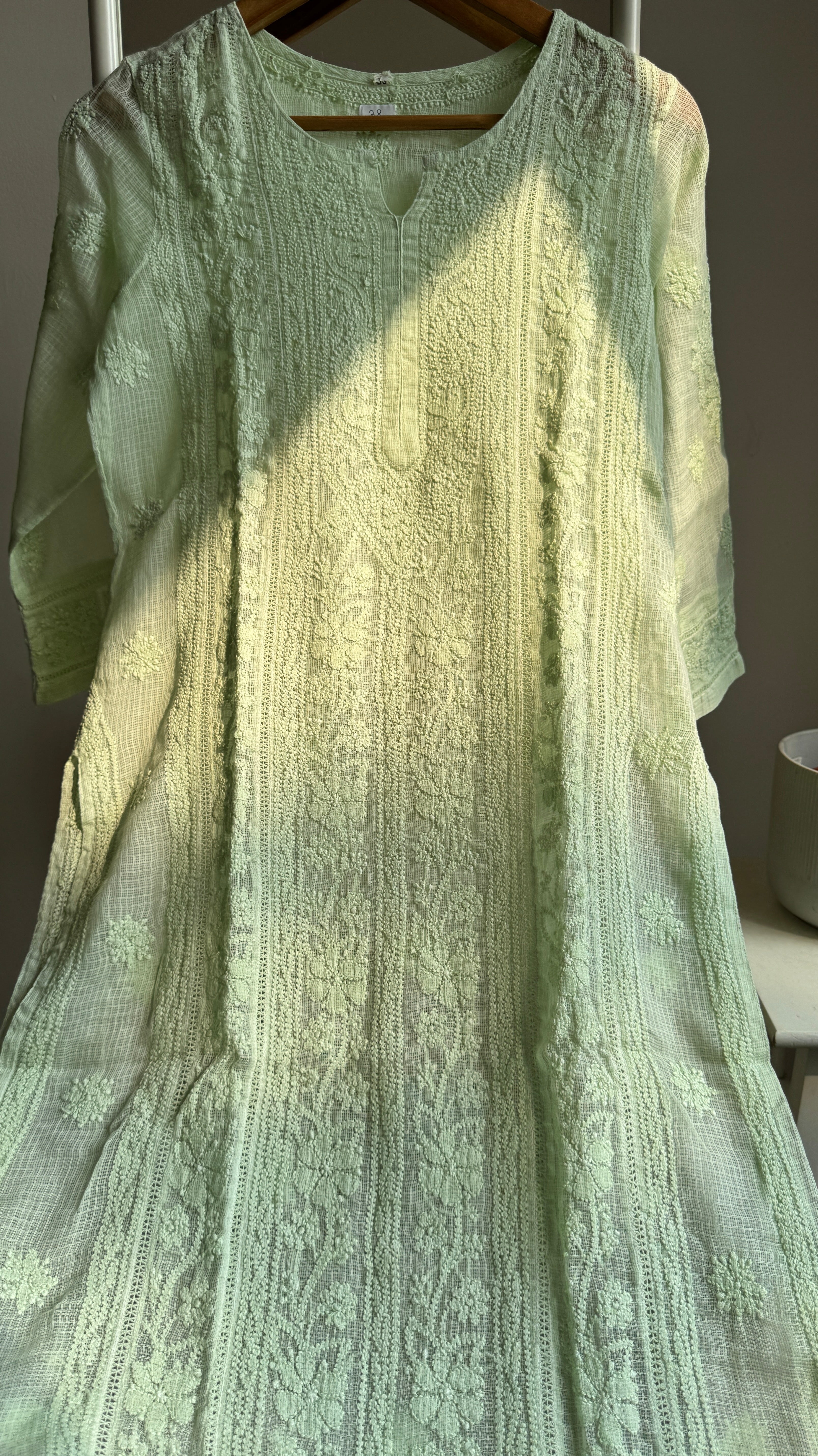 Kota Soft Cotton Chikankari Kurti - Light Green - CHAND Collection