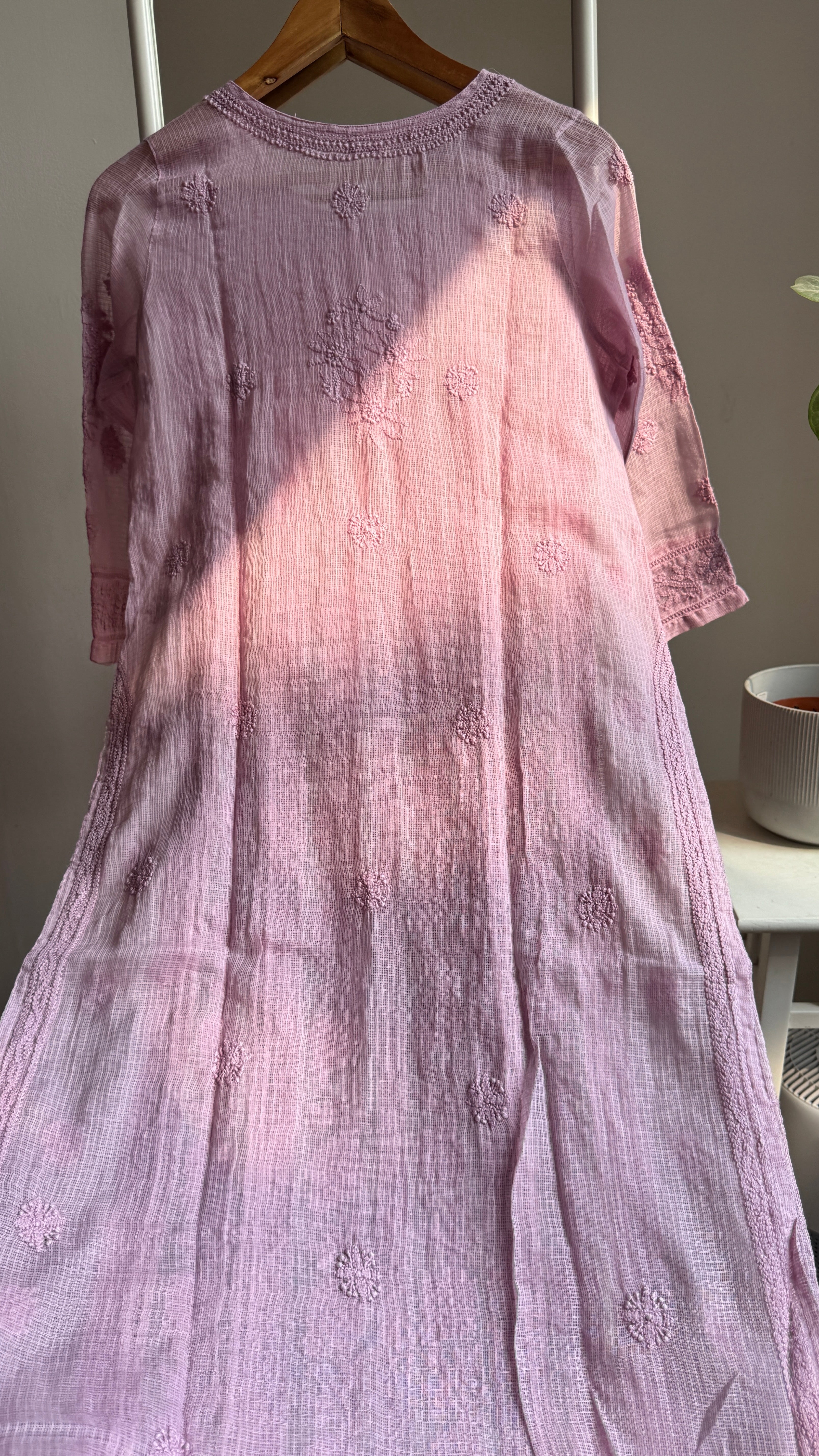 Kota Soft Cotton Chikankari Kurti - Mauve - CHAND Collection