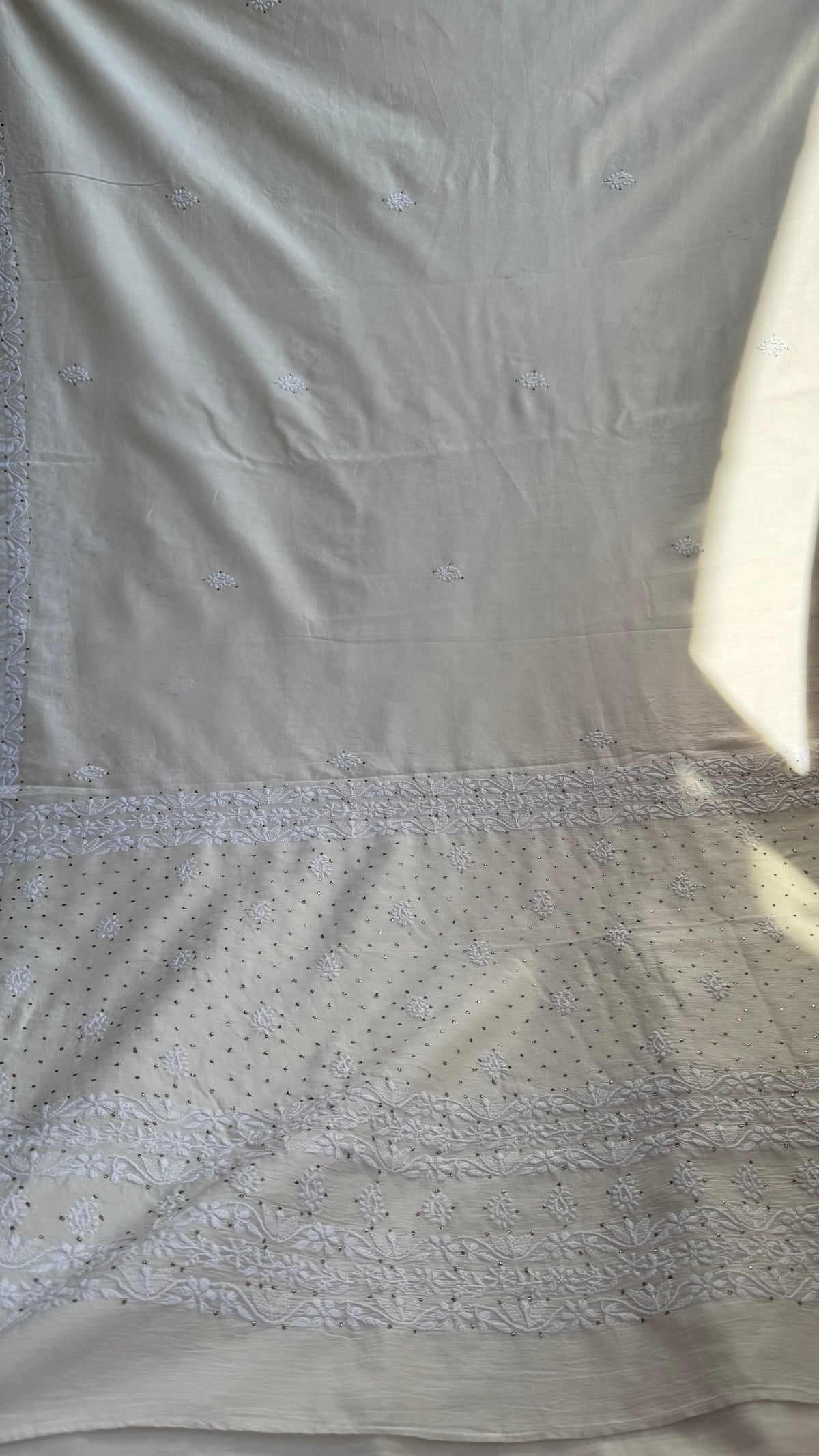 Pure Chanderi Chikankari saree in White
