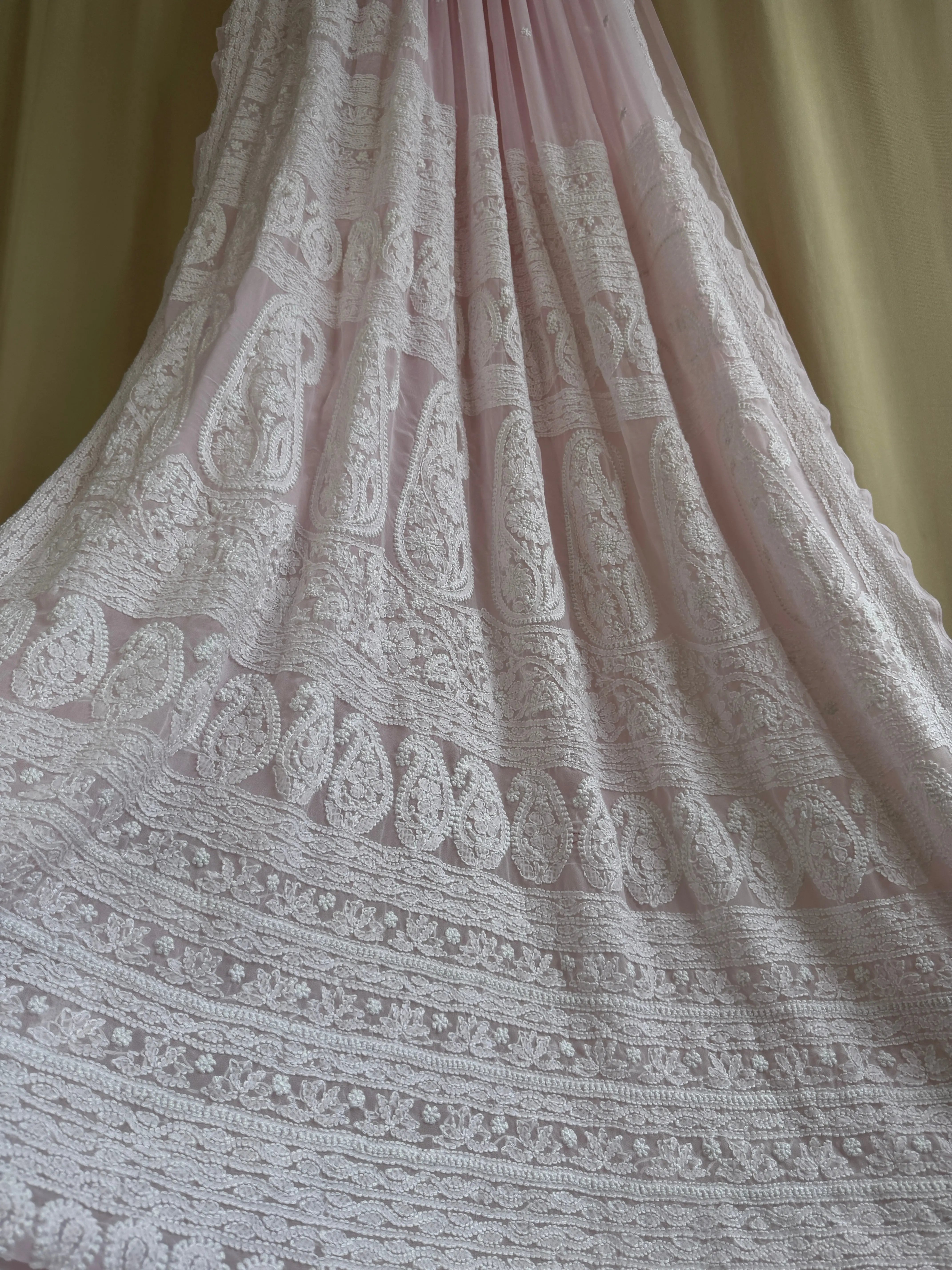 Georgette Chikankari saree in Pink ARIAA CHIKANKARI