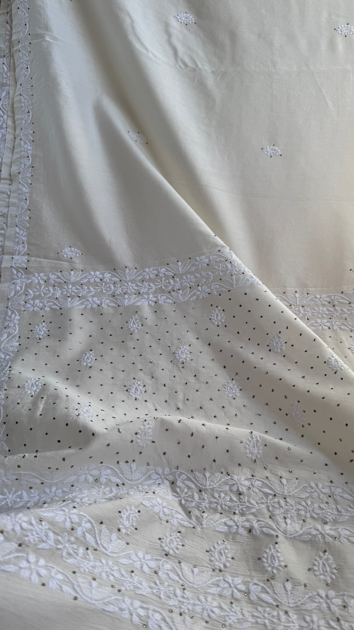 Pure Chanderi Chikankari saree in White