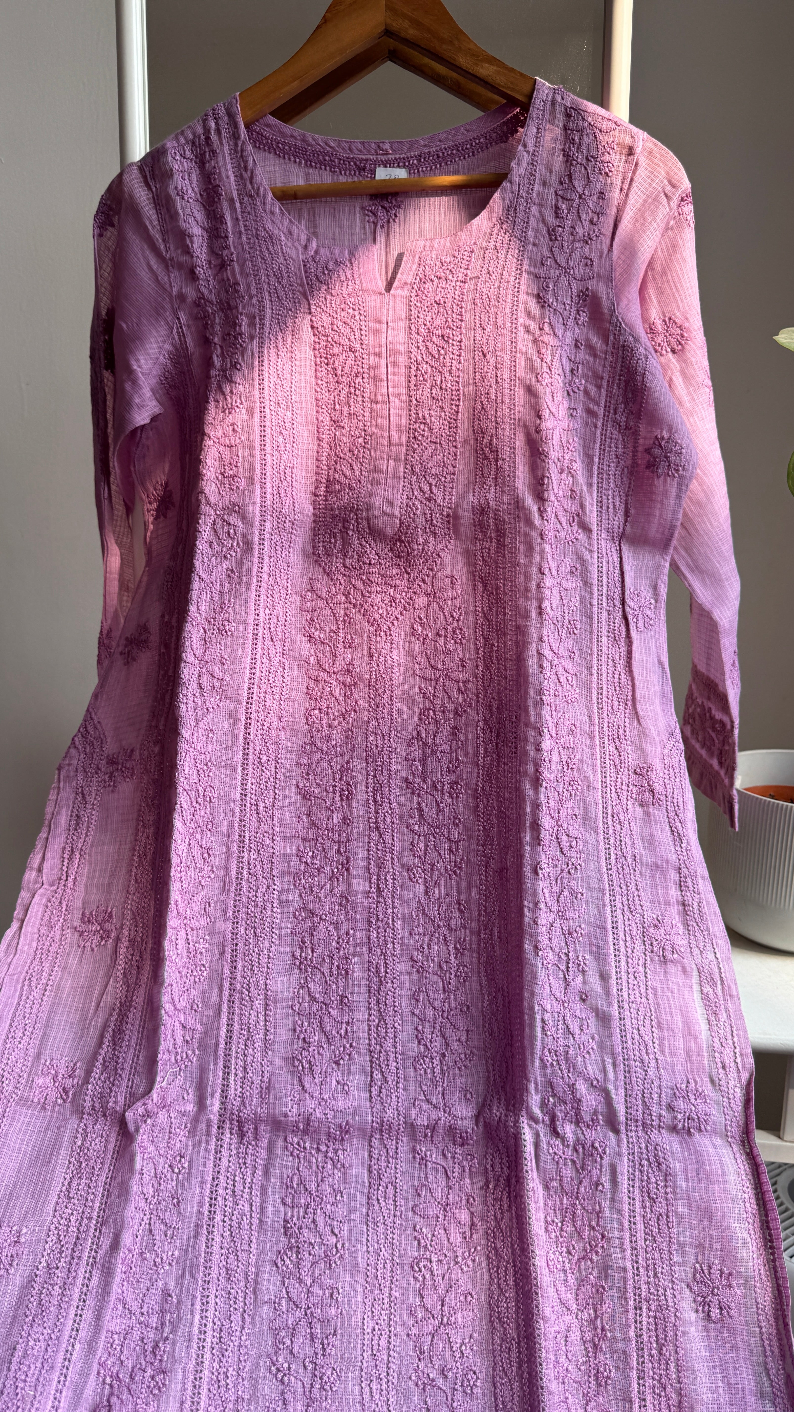 Kota Soft Cotton Chikankari Kurti - Purple - CHAND Collection