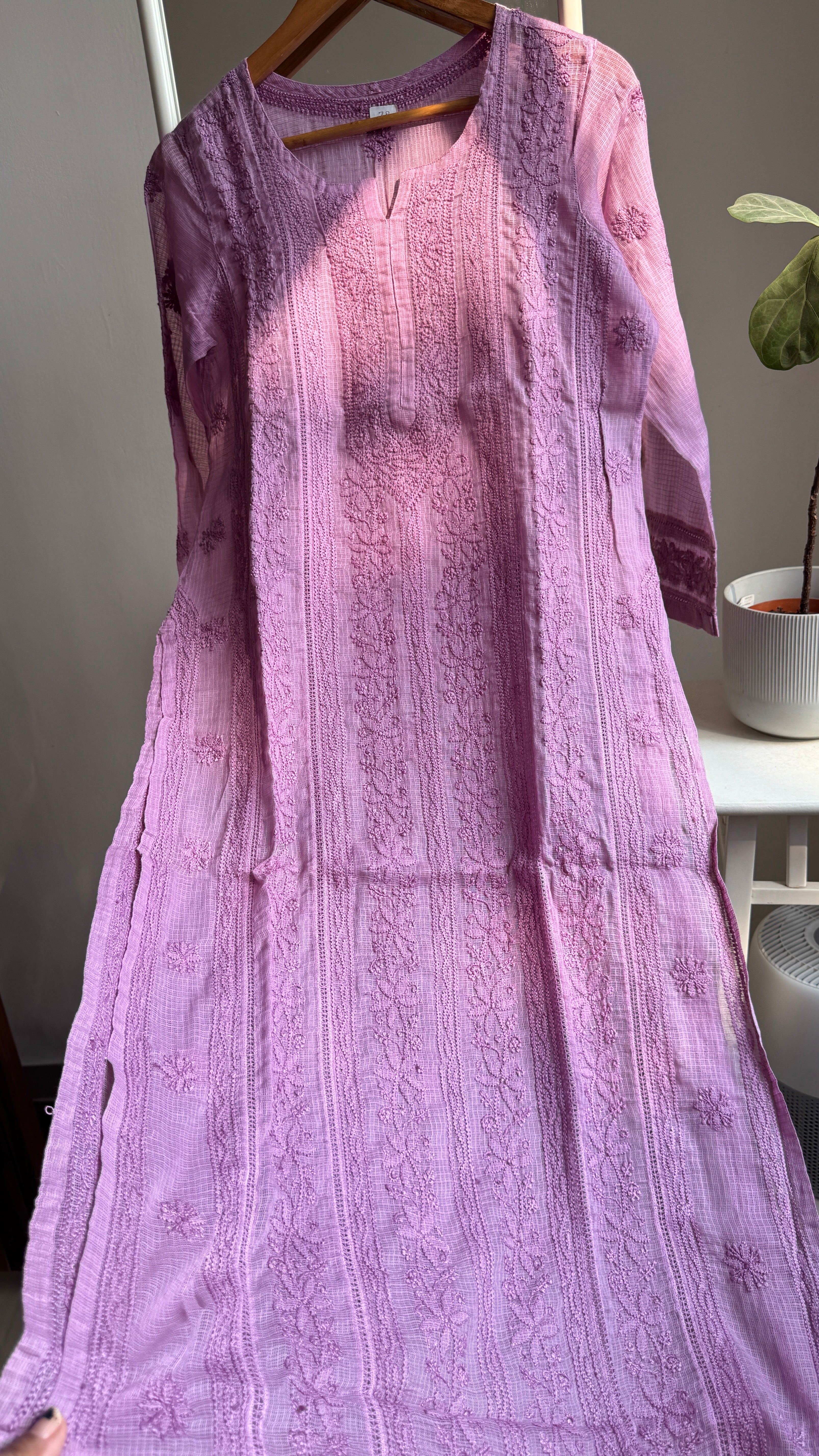 Kota Soft Cotton Chikankari Kurti - Purple - CHAND Collection