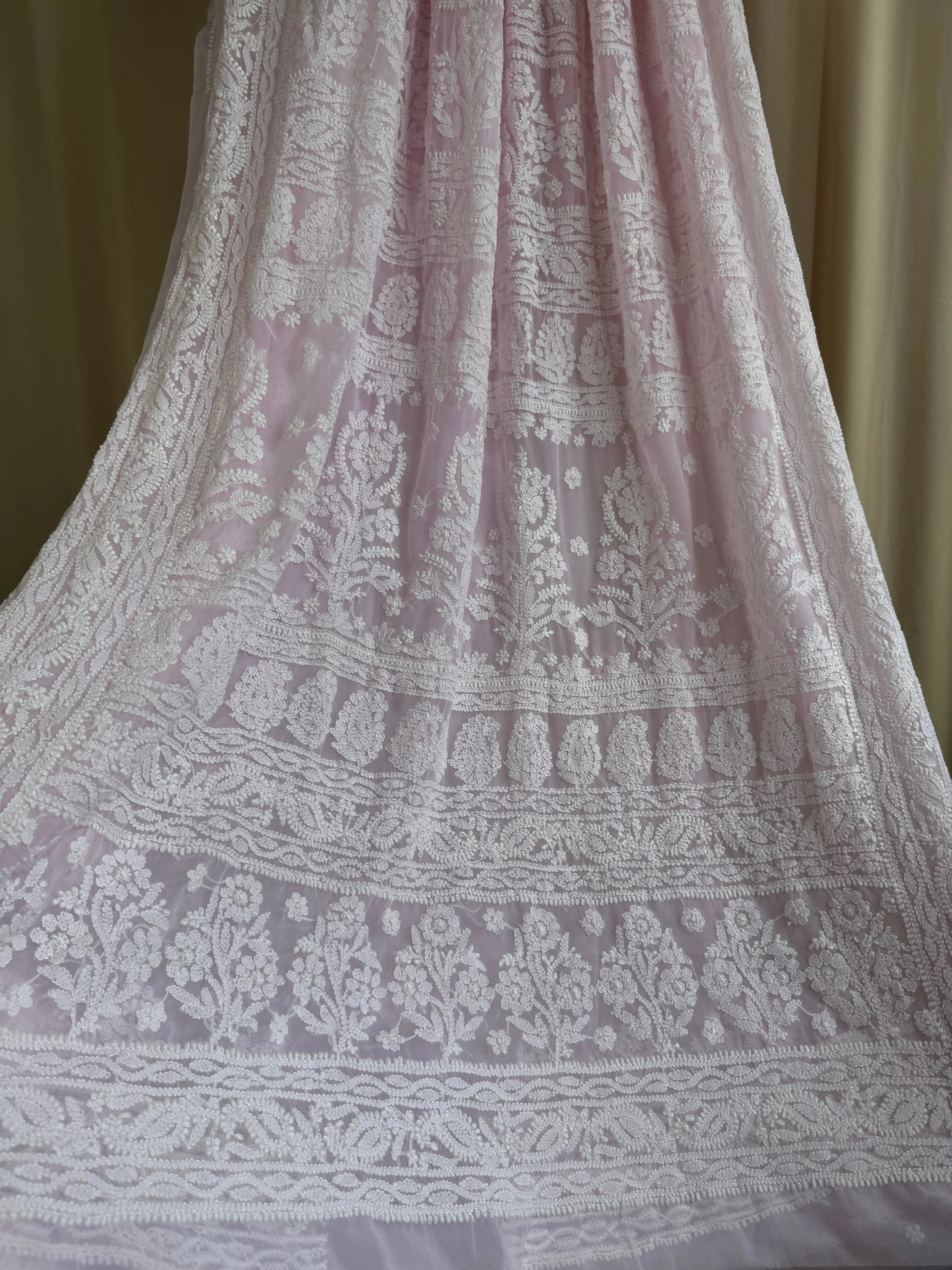 Georgette Chikankari saree in Pink ARIAA CHIKANKARI