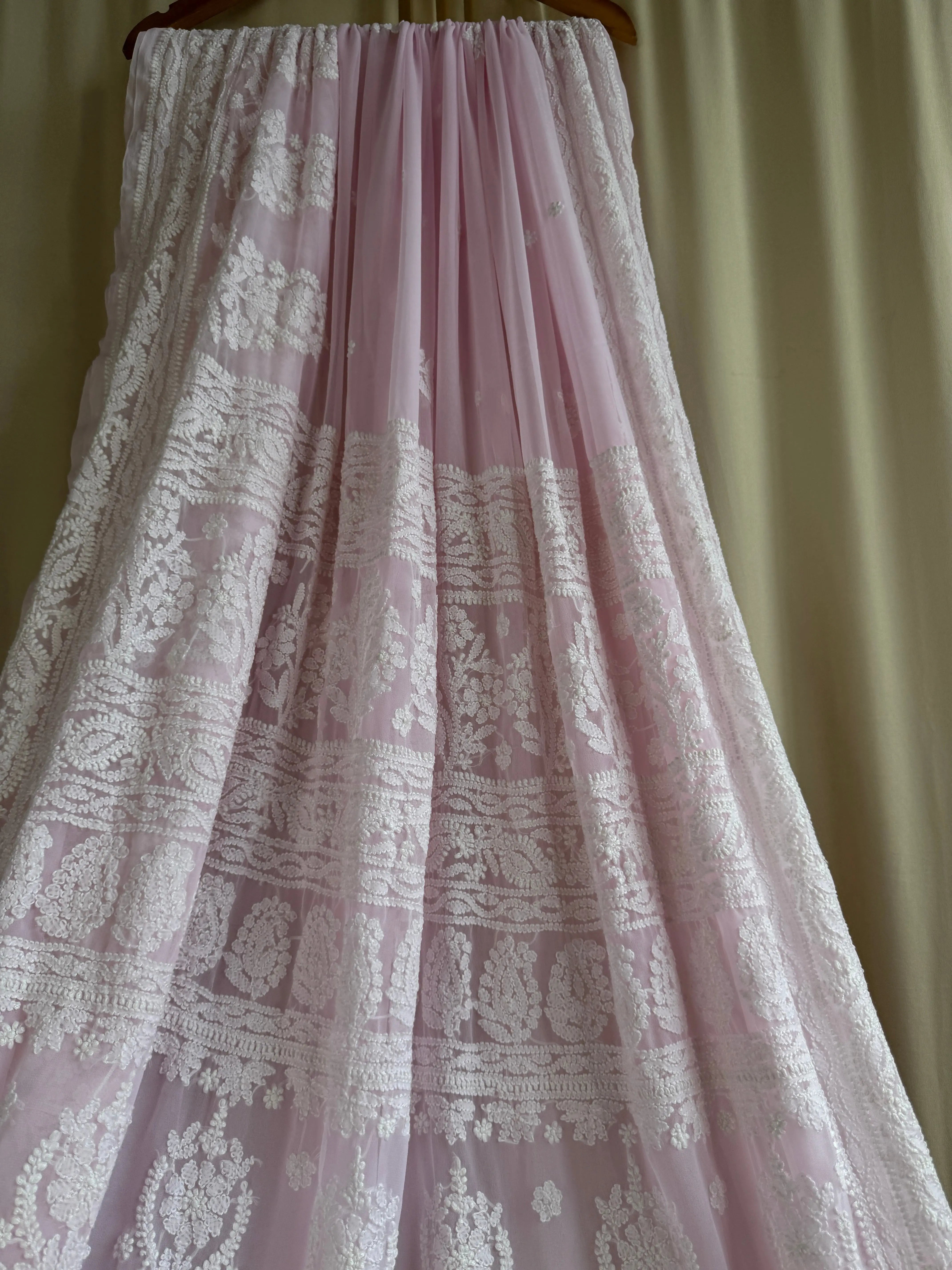 Georgette Chikankari saree in Pink ARIAA CHIKANKARI