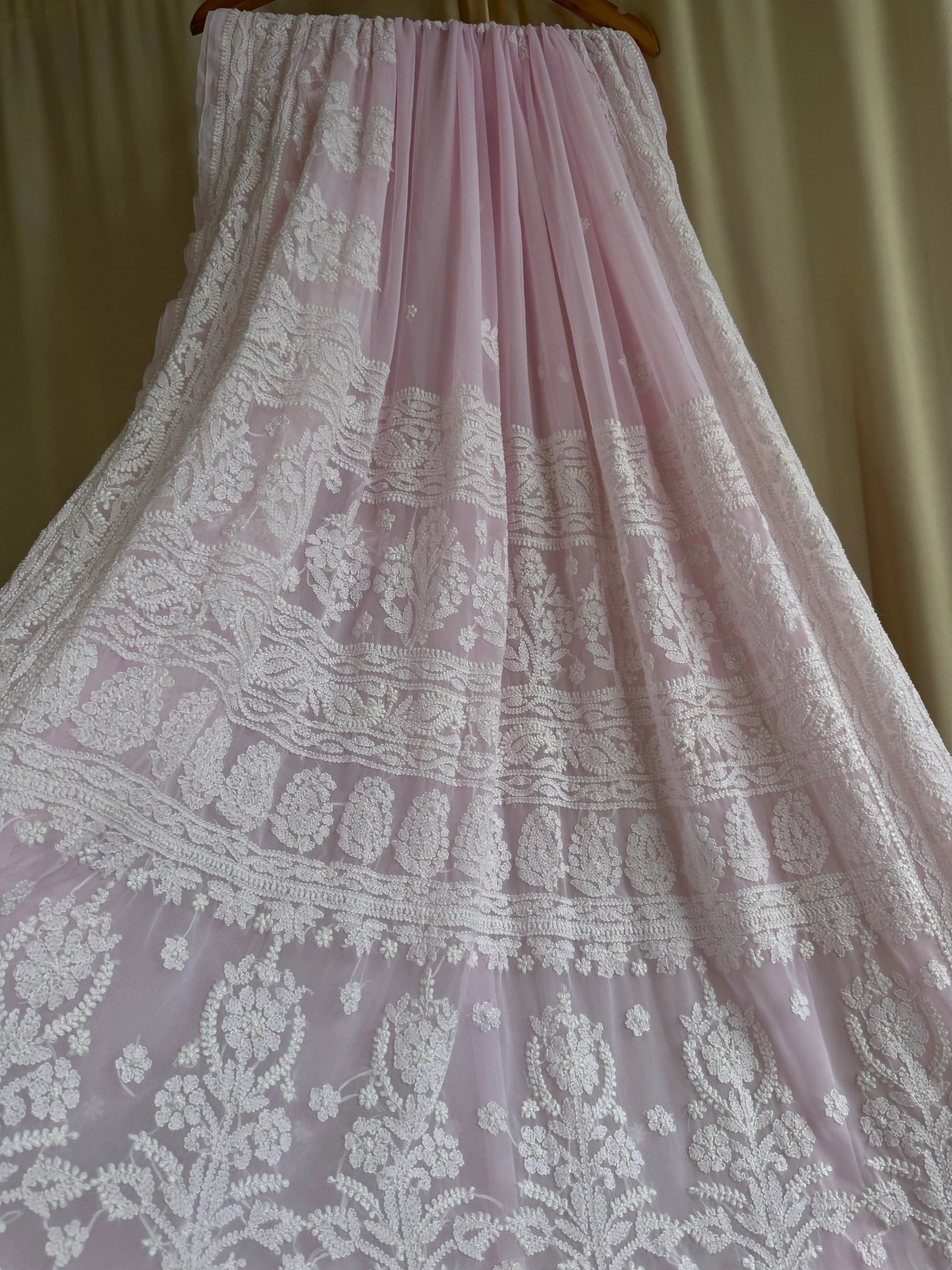 Georgette Chikankari saree in Pink ARIAA CHIKANKARI