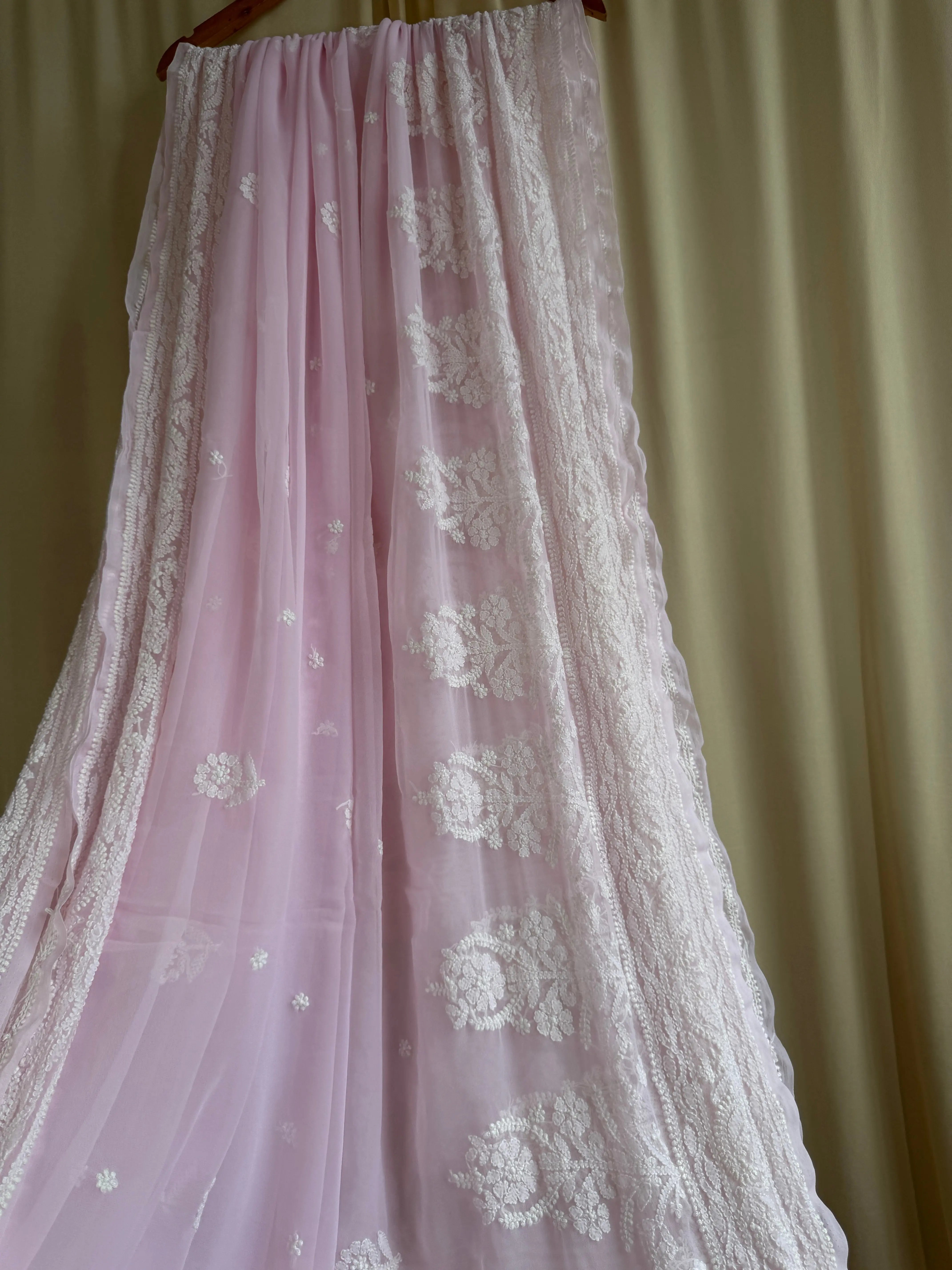 Georgette Chikankari saree in Pink ARIAA CHIKANKARI