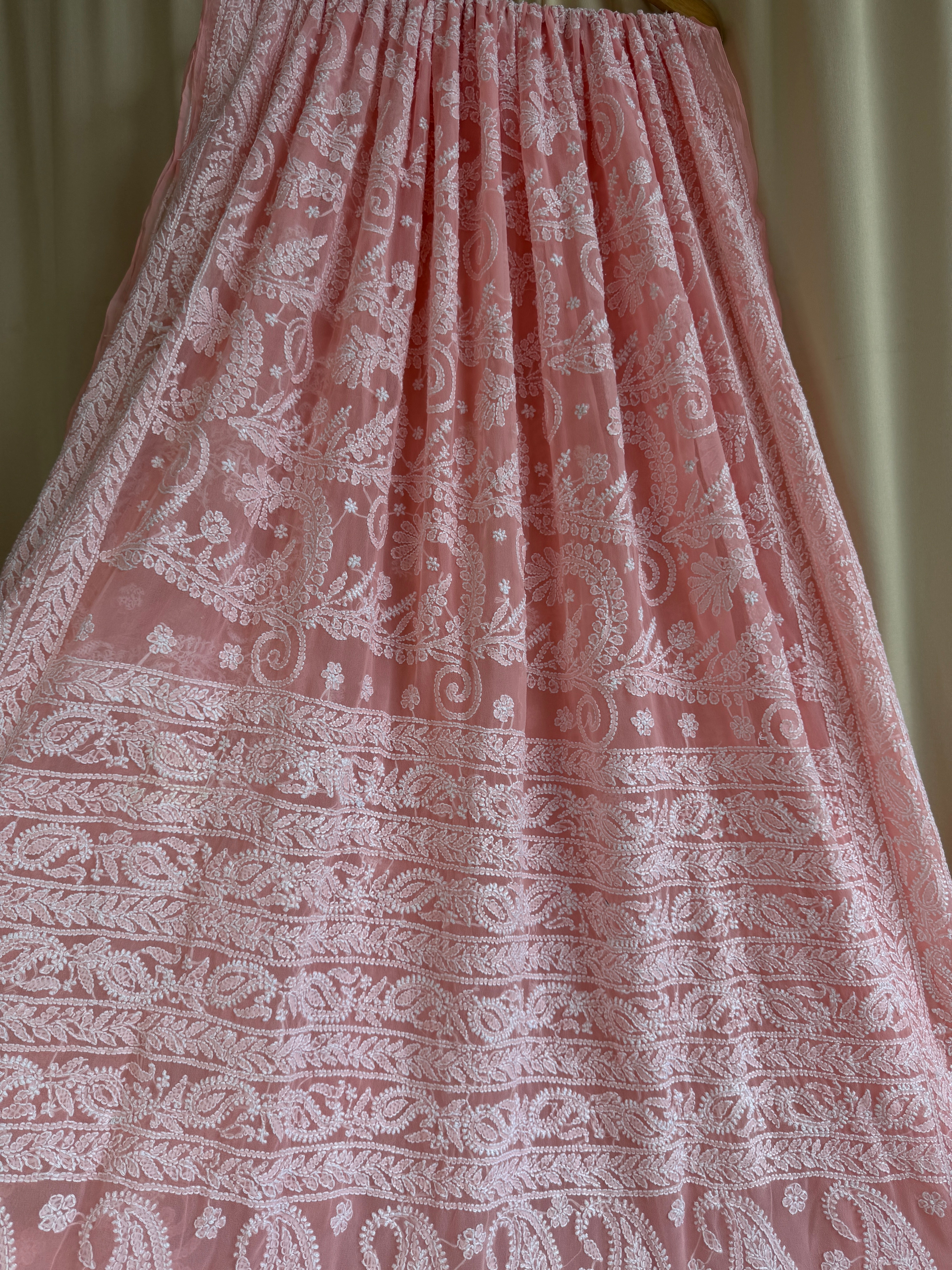 Georgette Chikankari saree in Peach