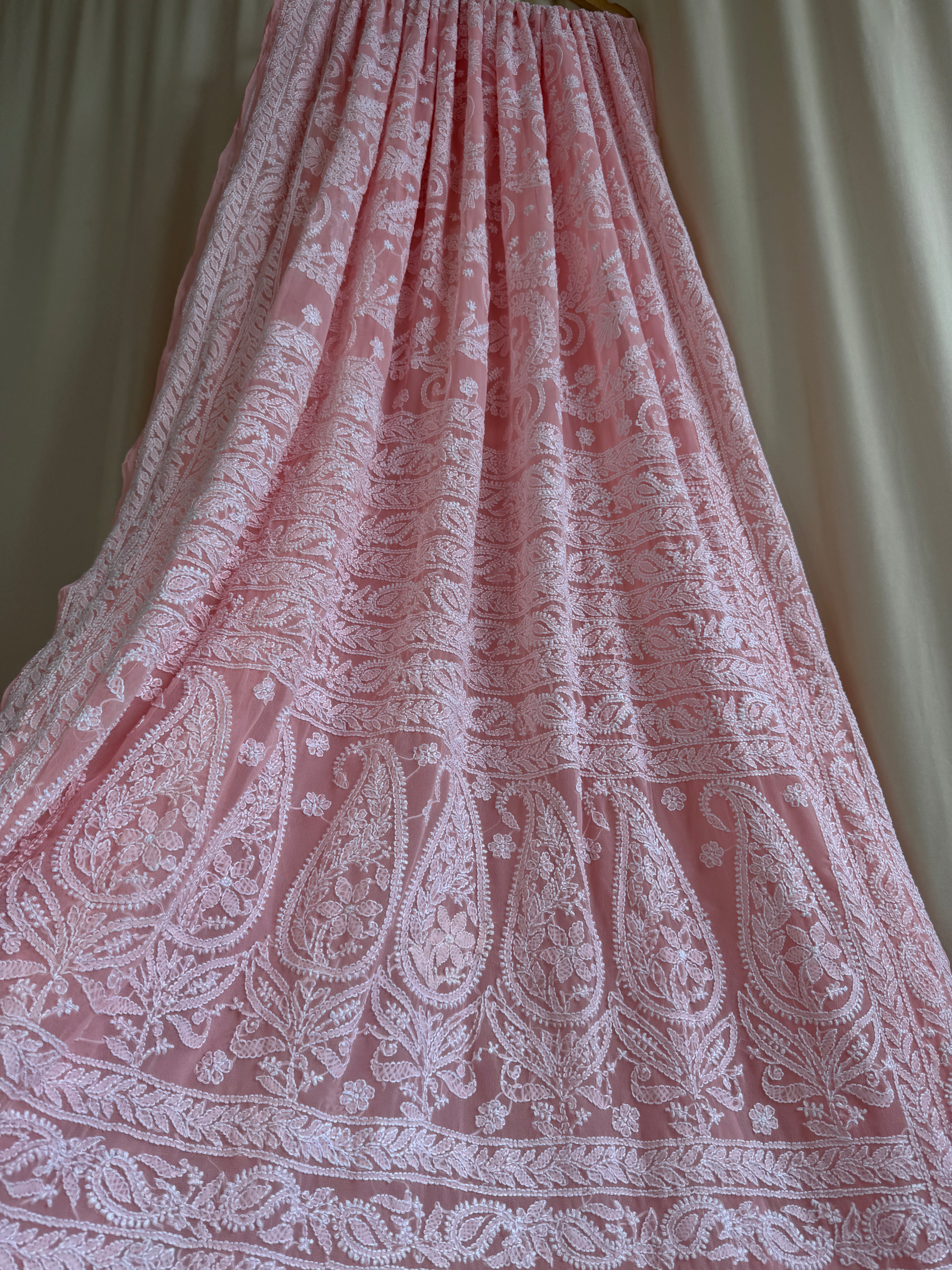 Georgette Chikankari saree in Peach