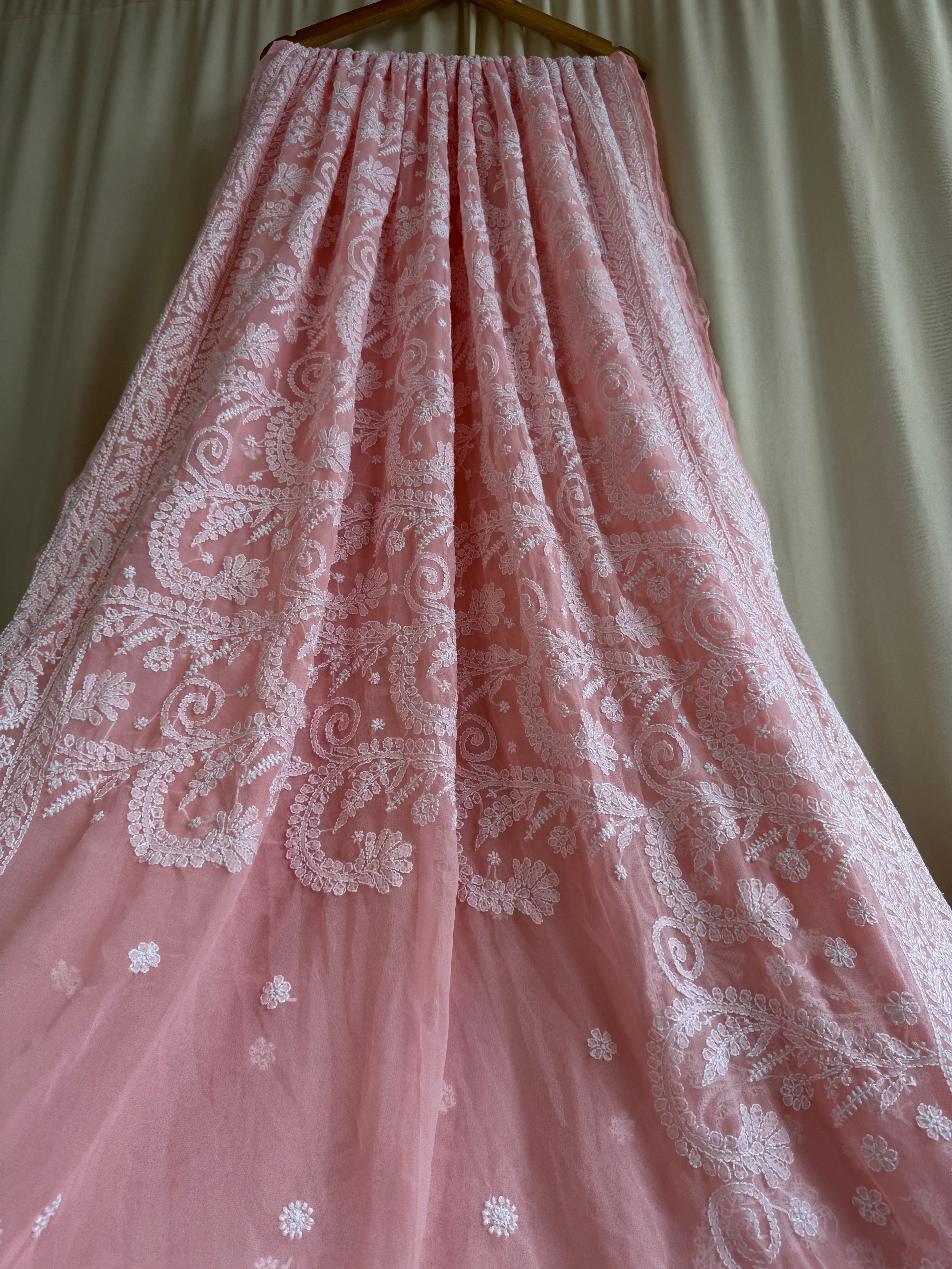 Georgette Chikankari saree in Peach