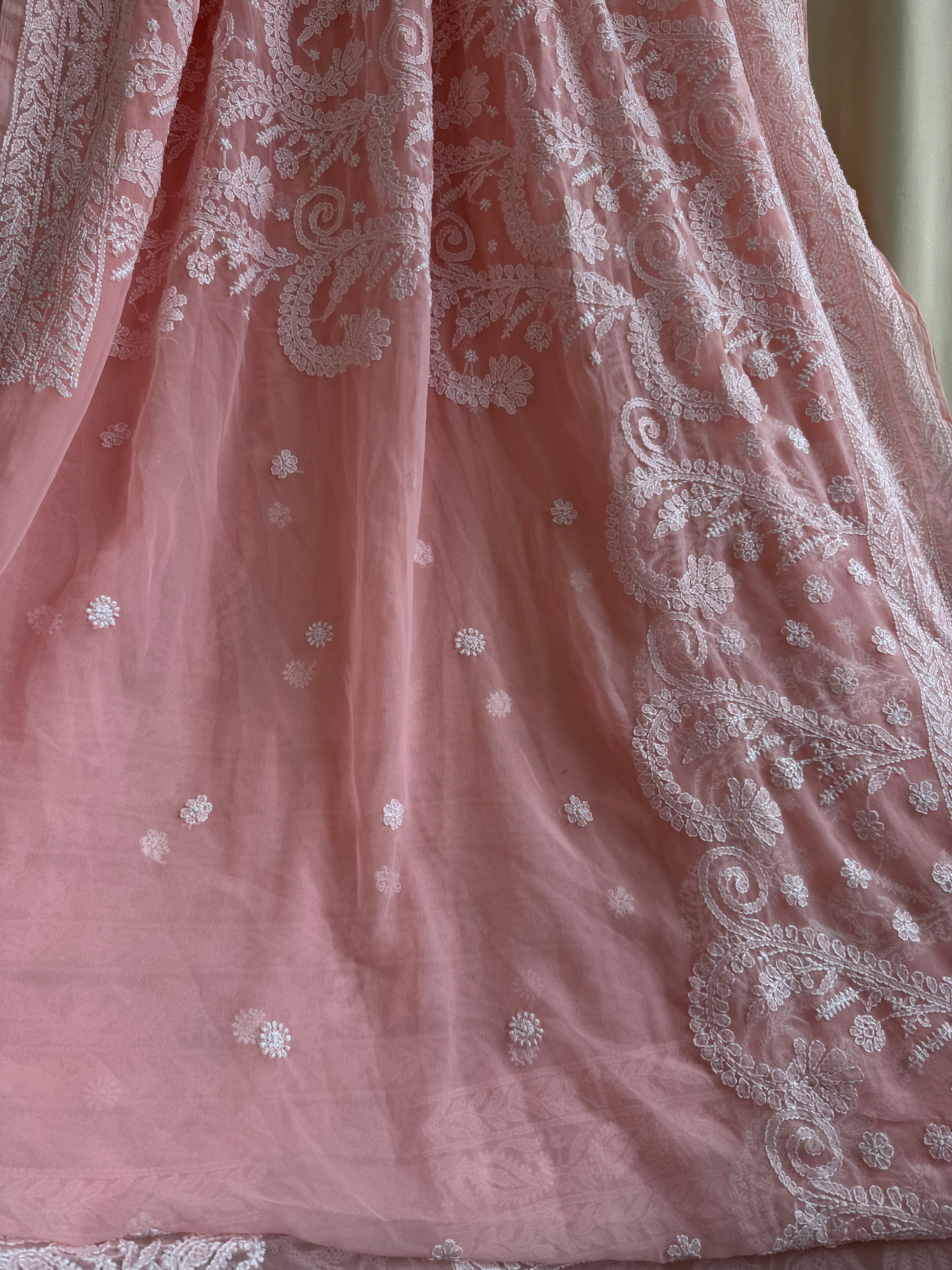Georgette Chikankari saree in Peach