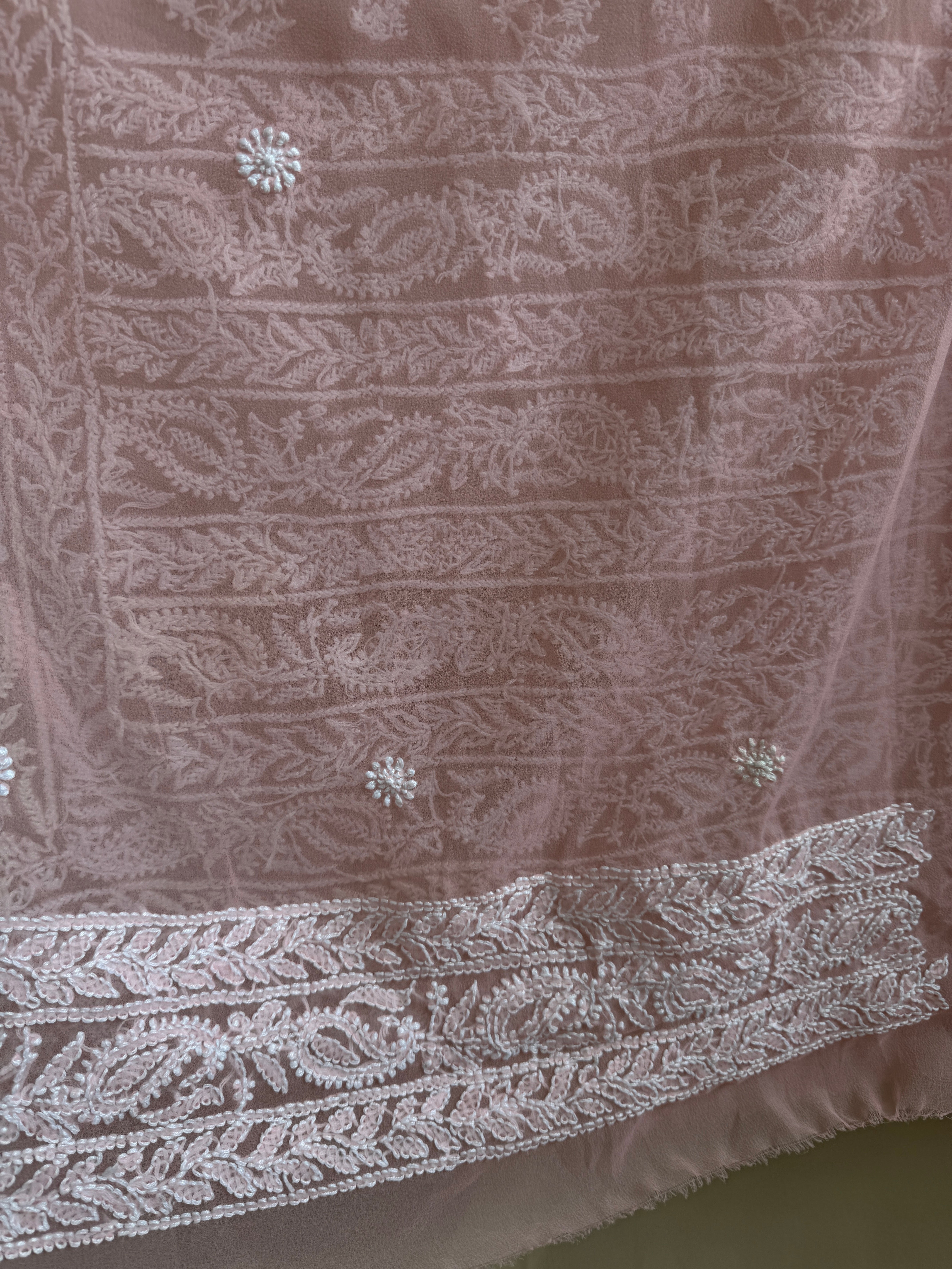 Georgette Chikankari saree in Peach