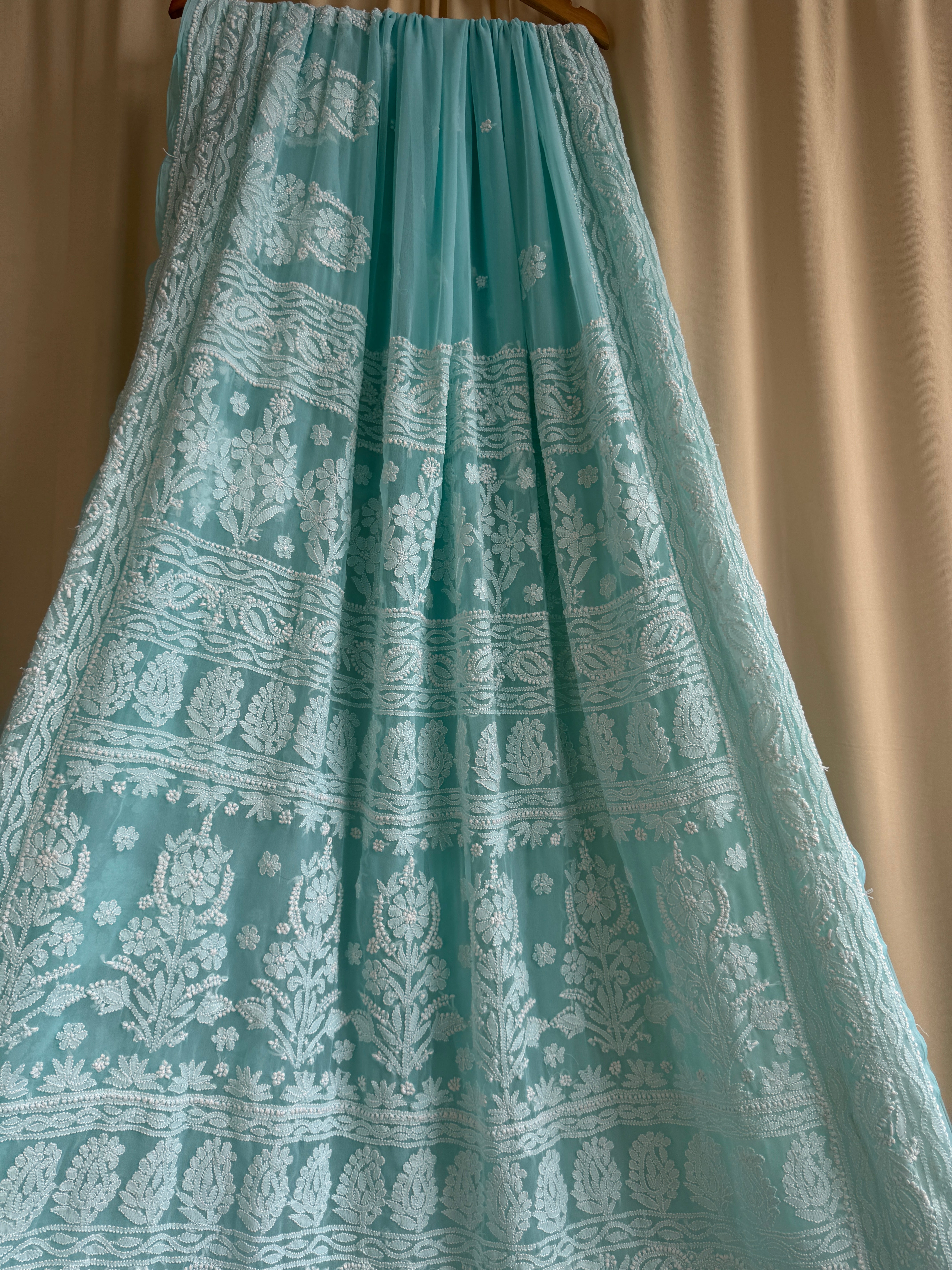 Georgette Chikankari saree in Blue