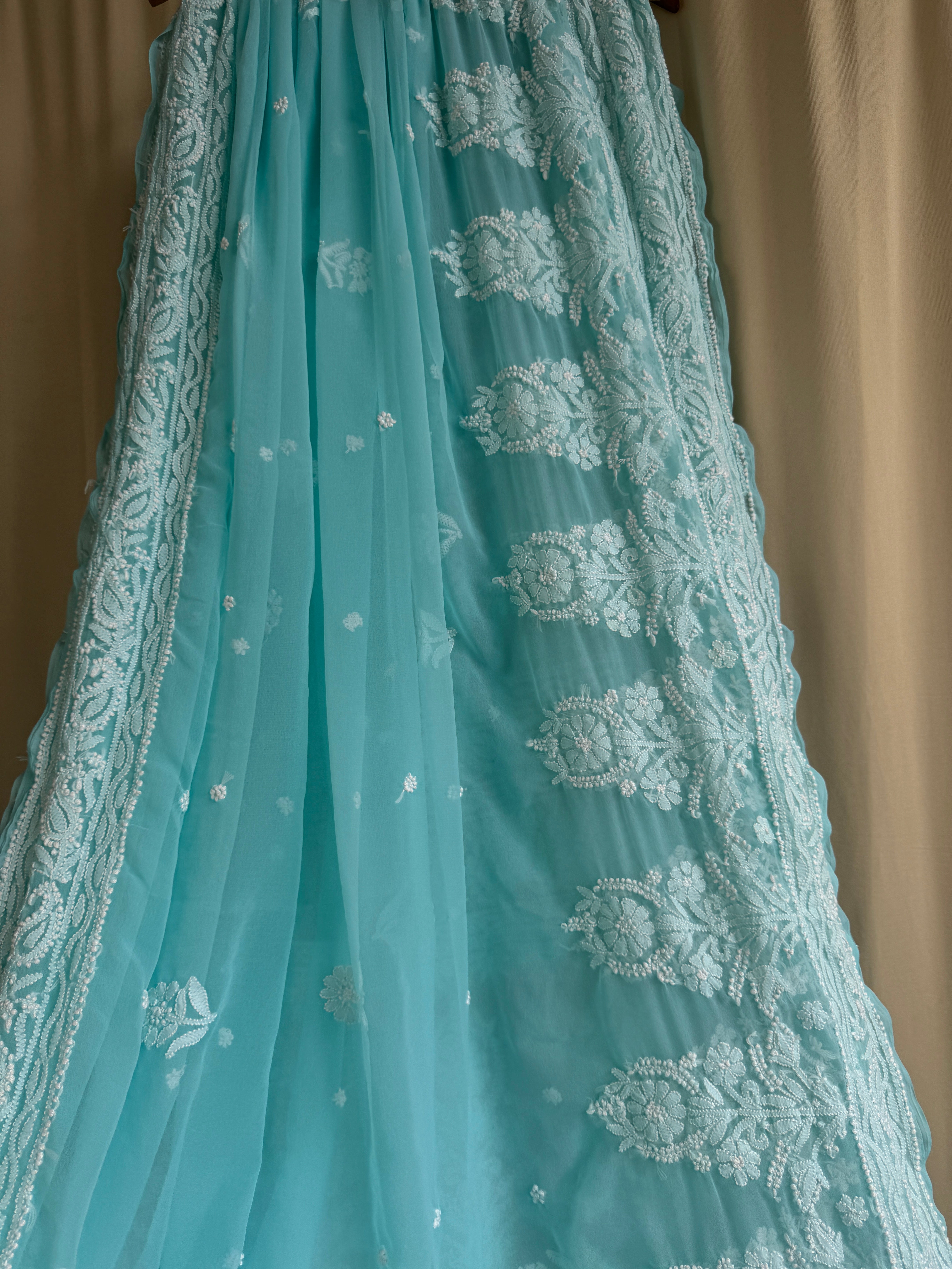 Georgette Chikankari saree in Blue