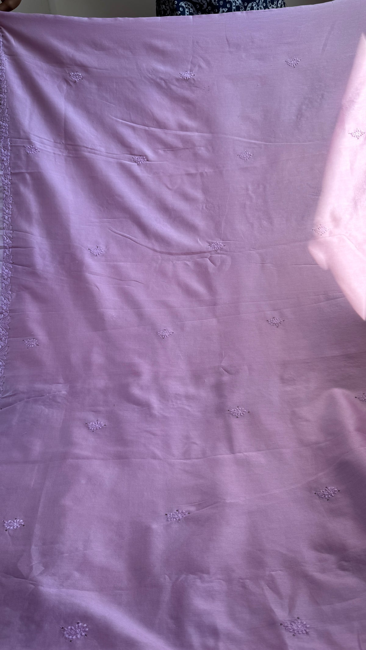 Pure Chanderi Chikankari saree in Mauve