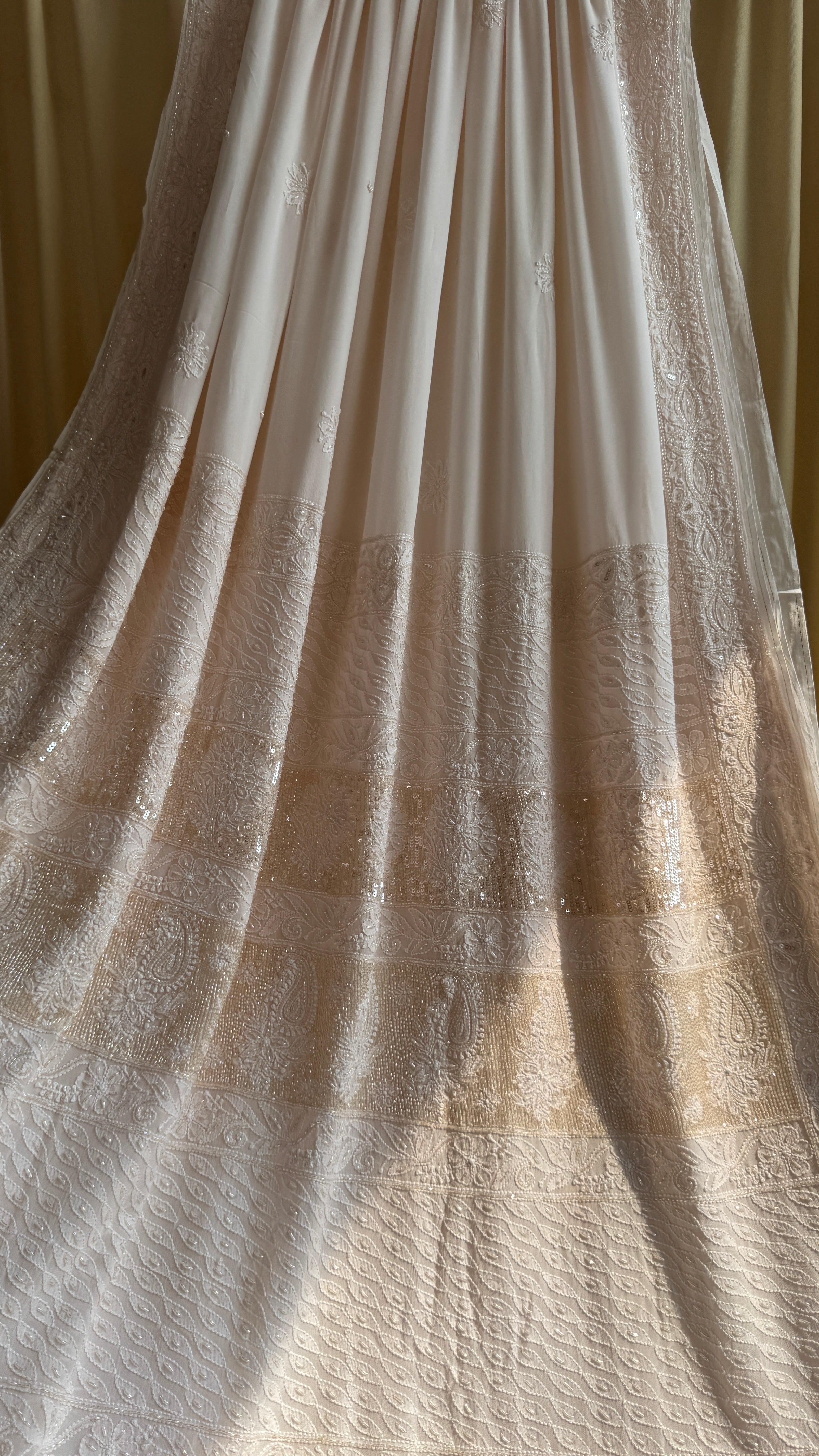 Viscose Chikankari saree with Pearl embellishments - Pale Pink
