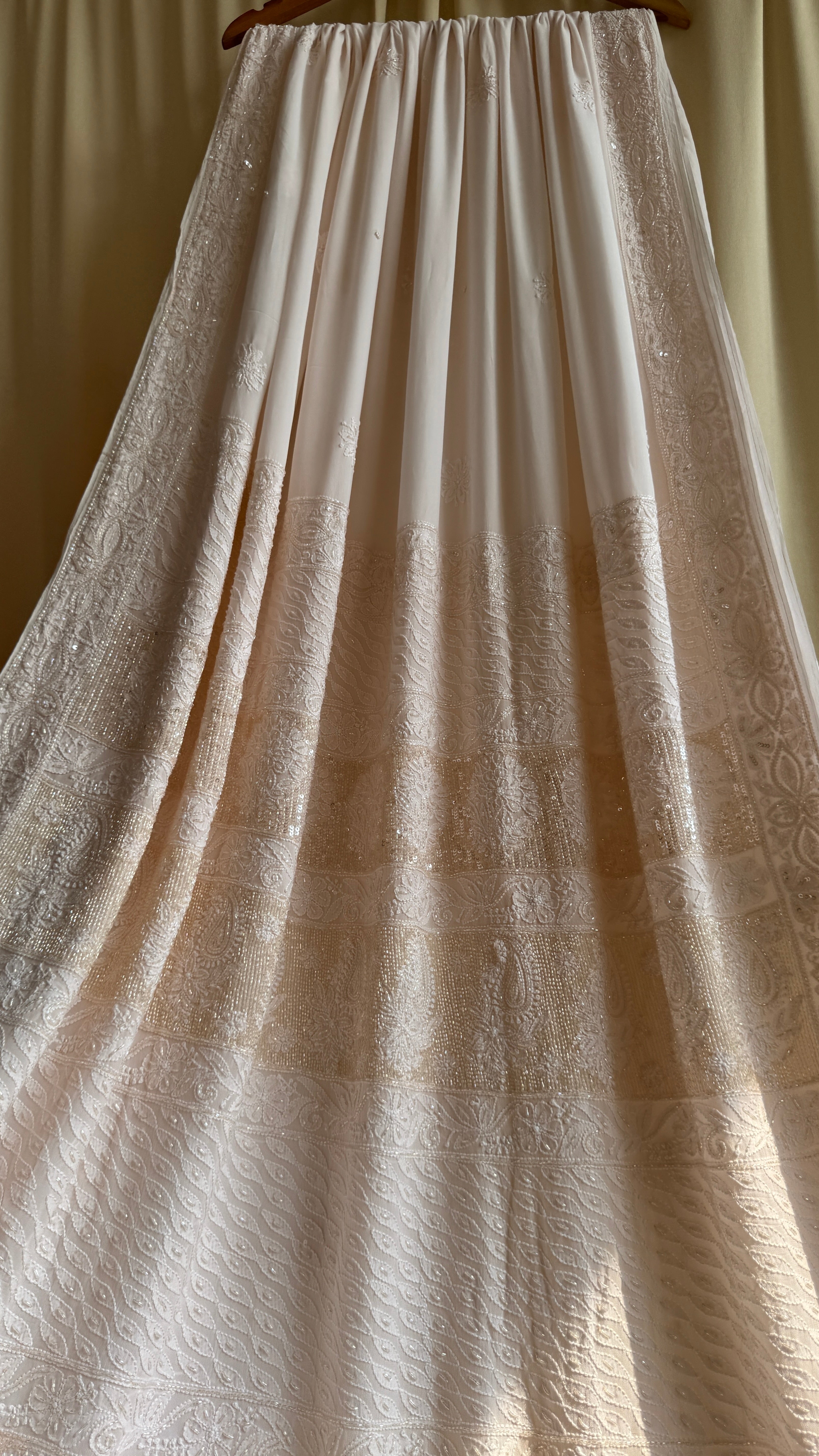 Viscose Chikankari saree with Pearl embellishments - Pale Pink