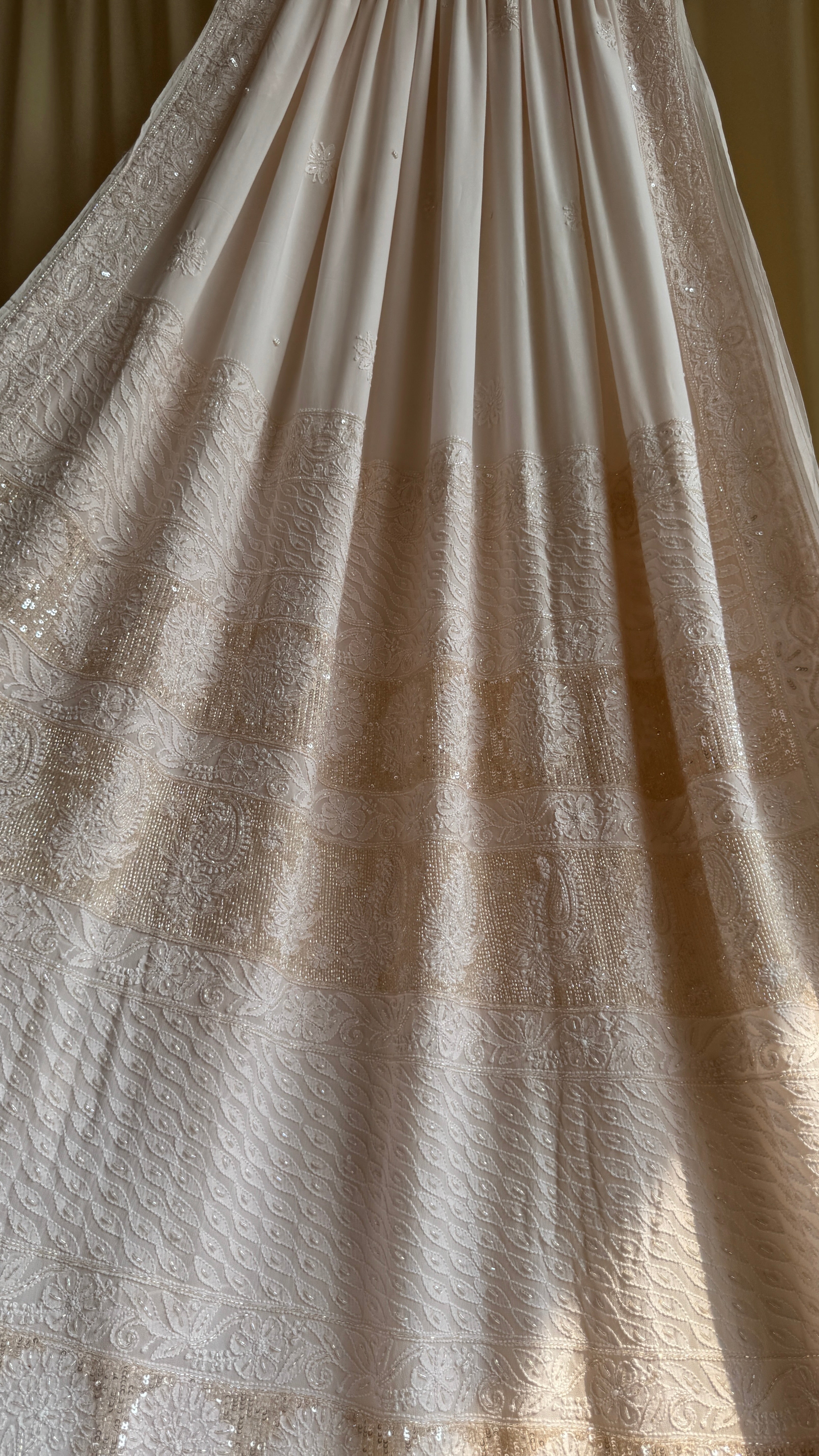 Viscose Chikankari saree with Pearl embellishments - Pale Pink