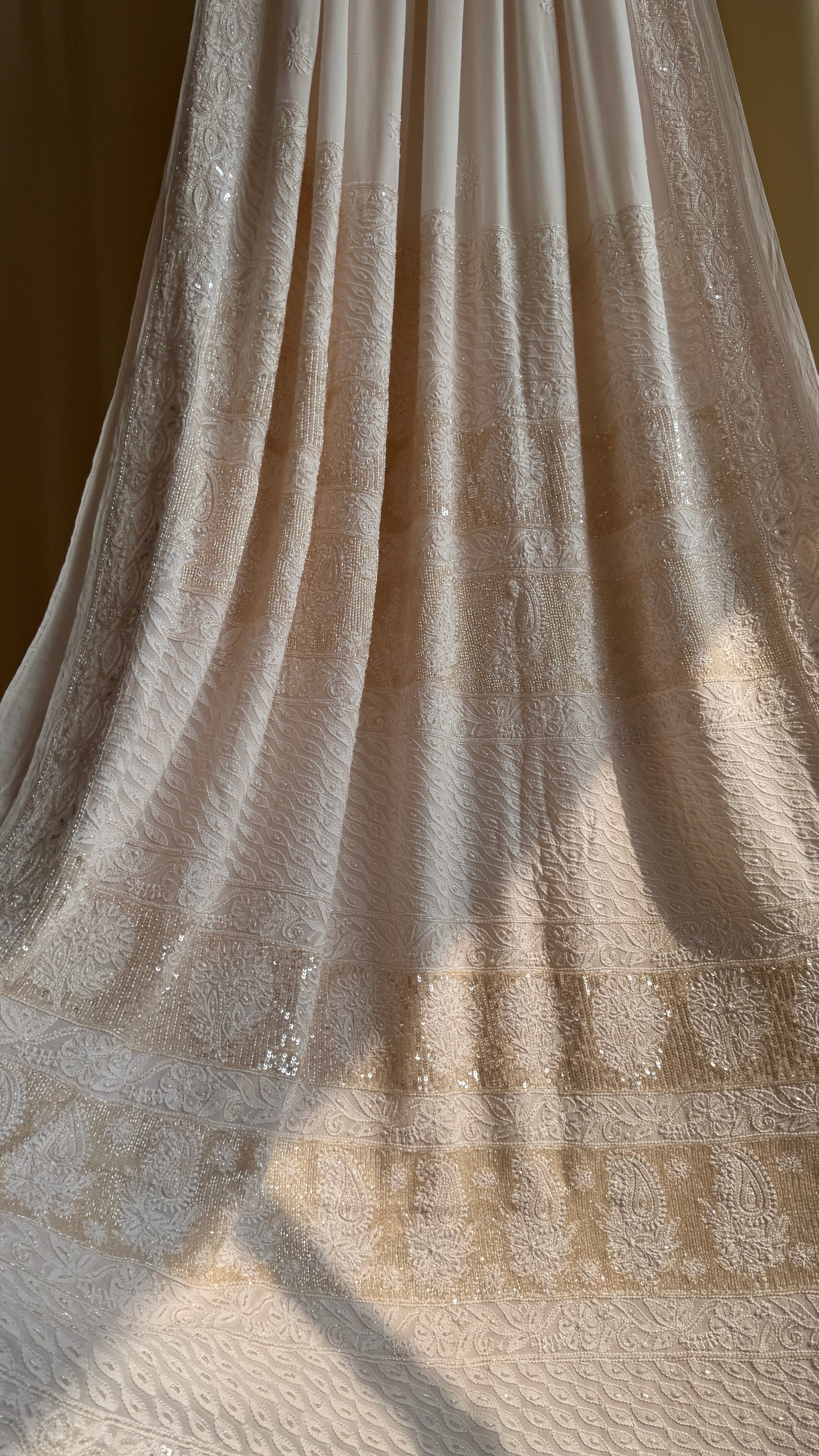 Viscose Chikankari saree with Pearl embellishments - Pale Pink