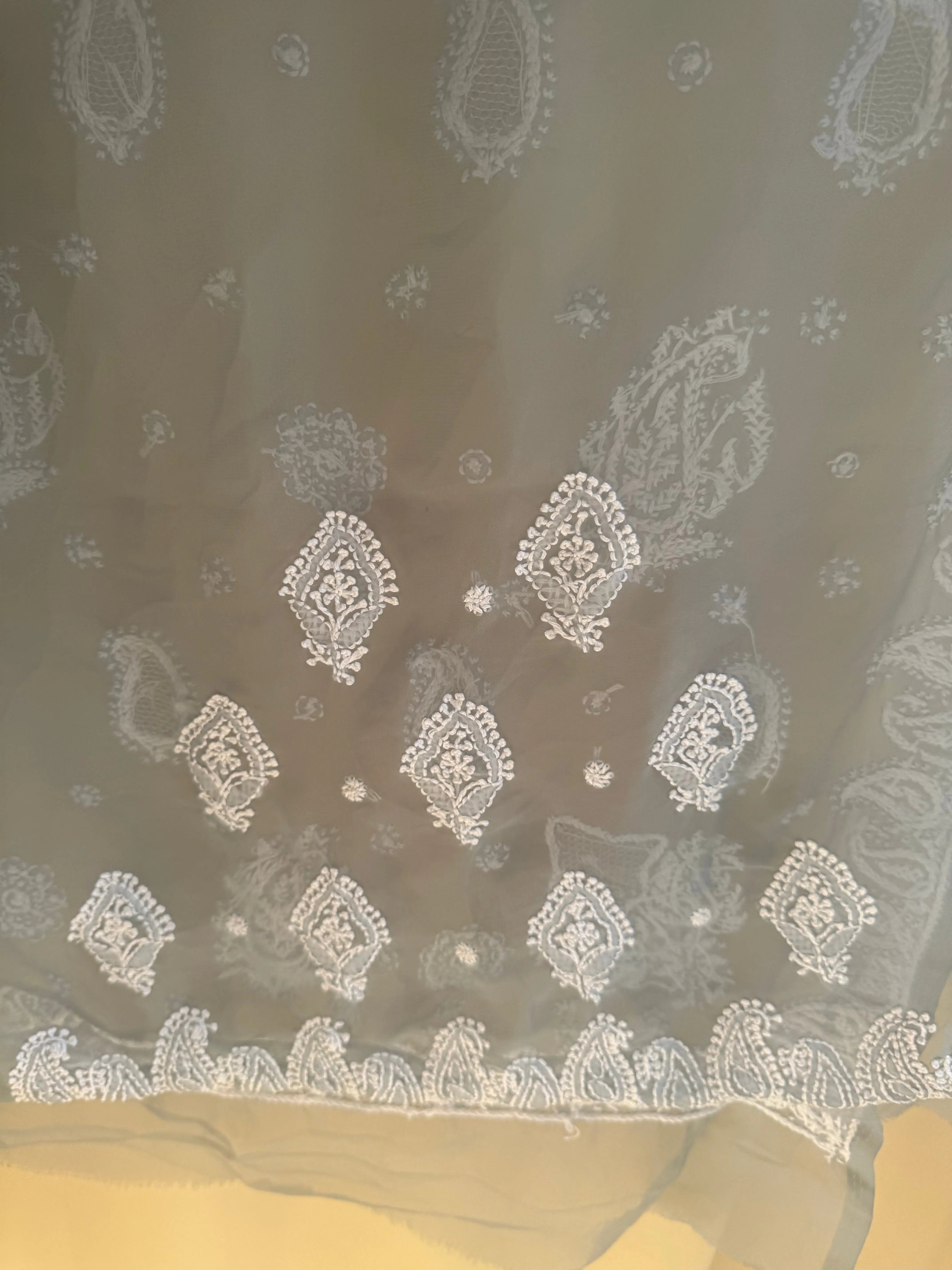 Georgette Chikankari saree in Grey ARIAA CHIKANKARI