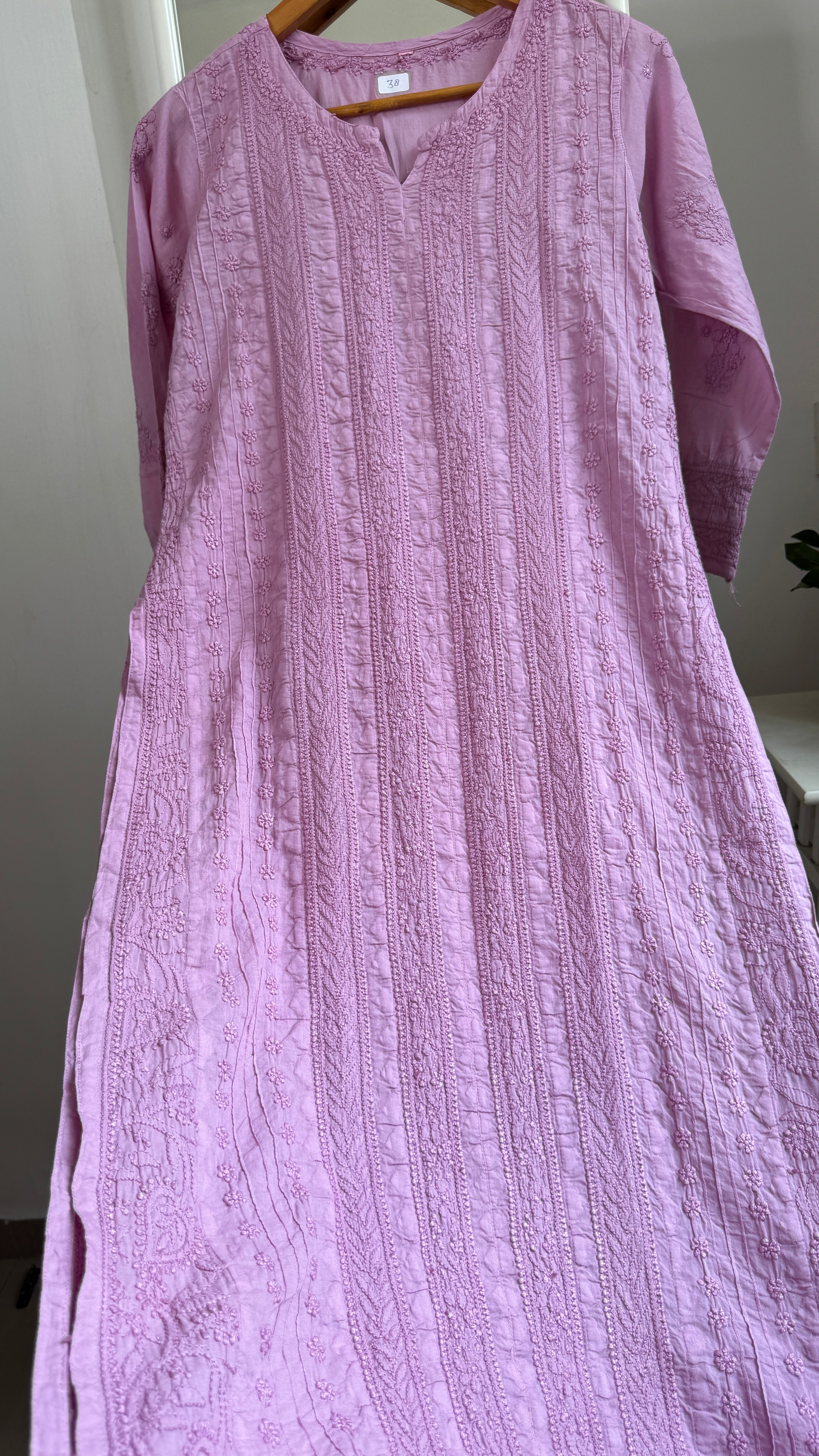 Pure Cotton Chikankari Full Jaal Kurti - Rose Pink - Gul Collection