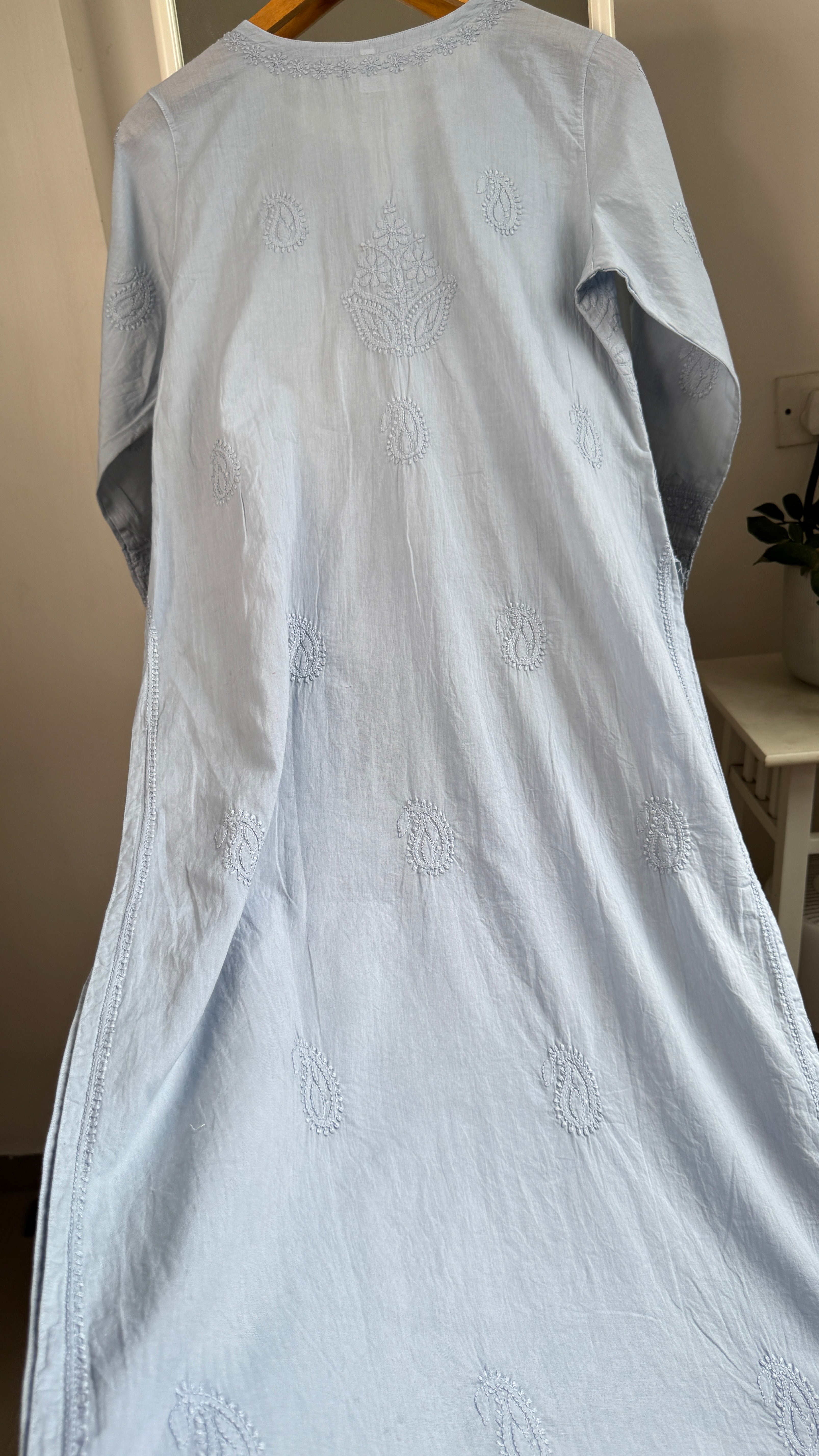 Pure Cotton Chikankari Full Jaal Kurti - Grey - Gul Collection