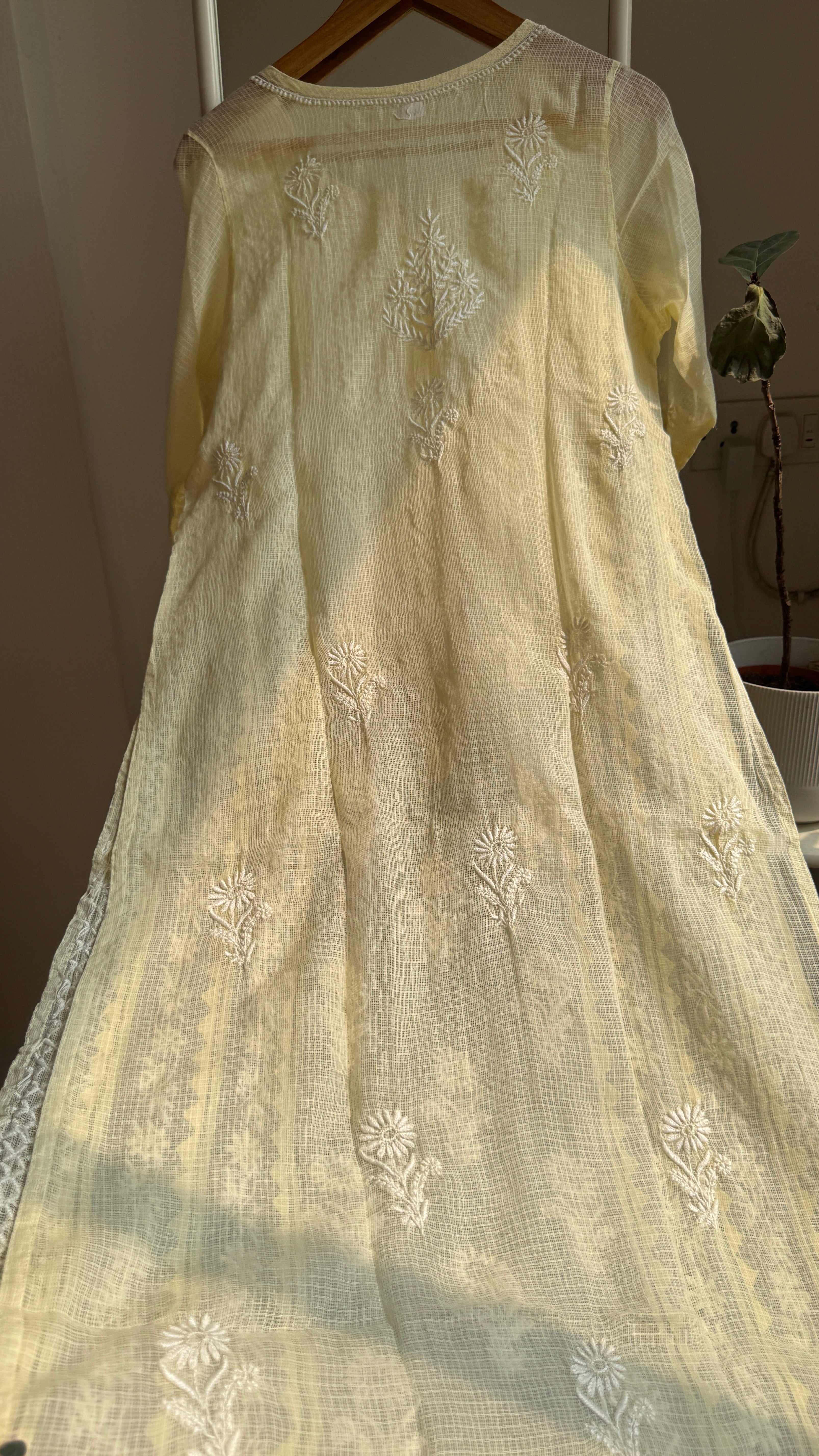 Kota Soft Cotton Chikankari Kurti - Lemon Yellow - TARA Collection