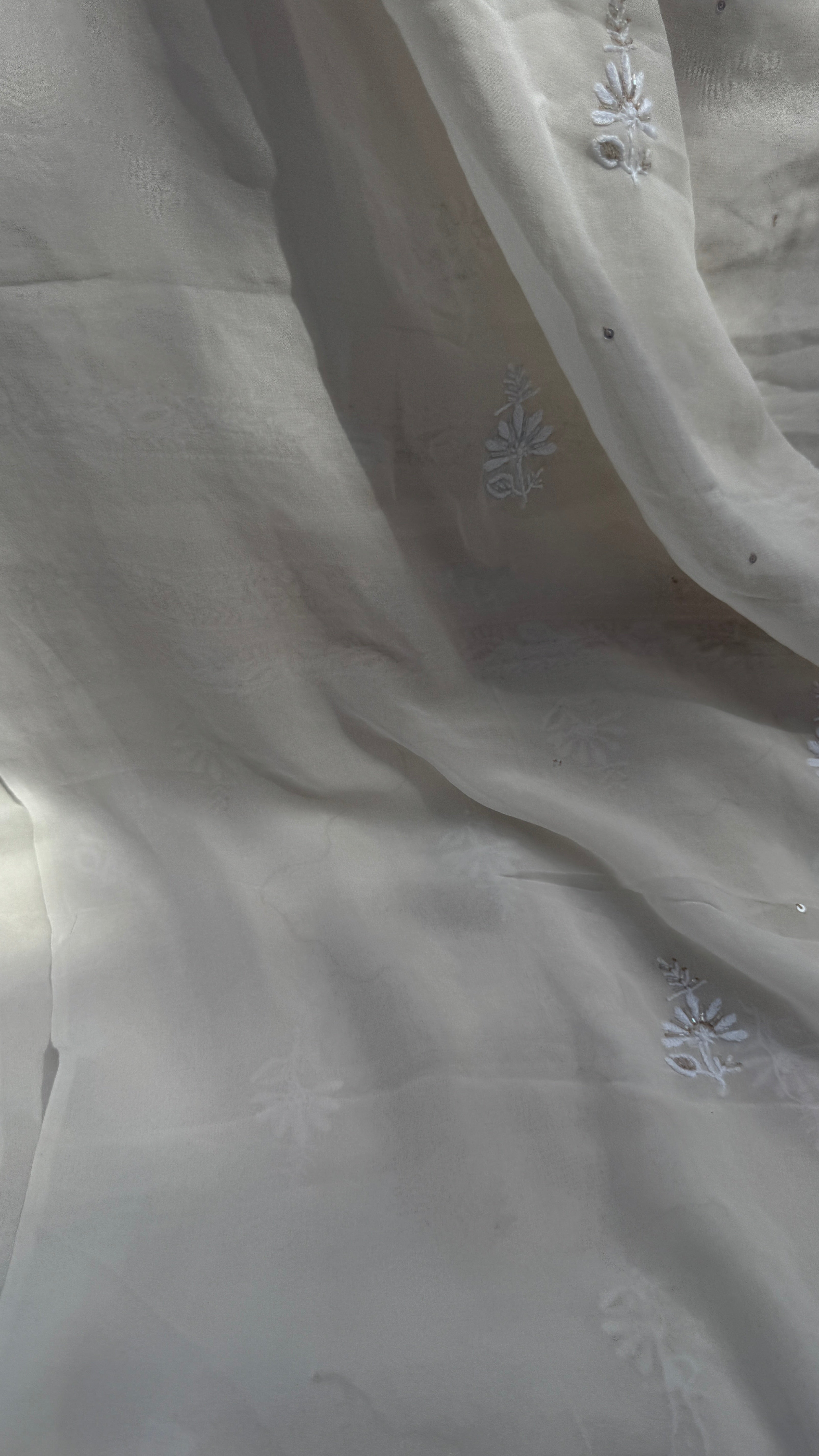 Pure Georgette Chikankari Unstitched Kurta-Dupatta Set - KALA