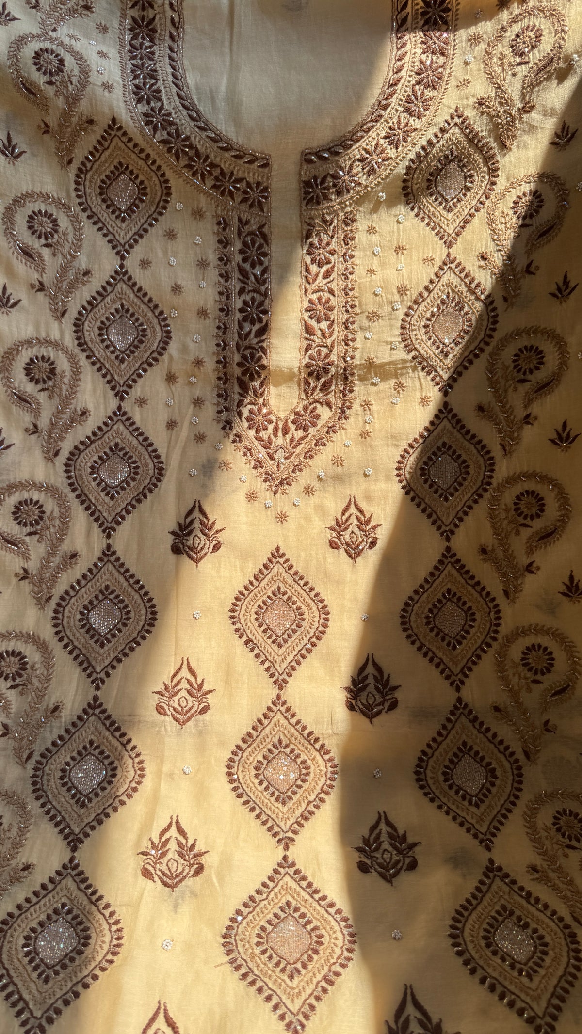 Mul Chanderi Chikankari - Unstitched Set - Multi Colour