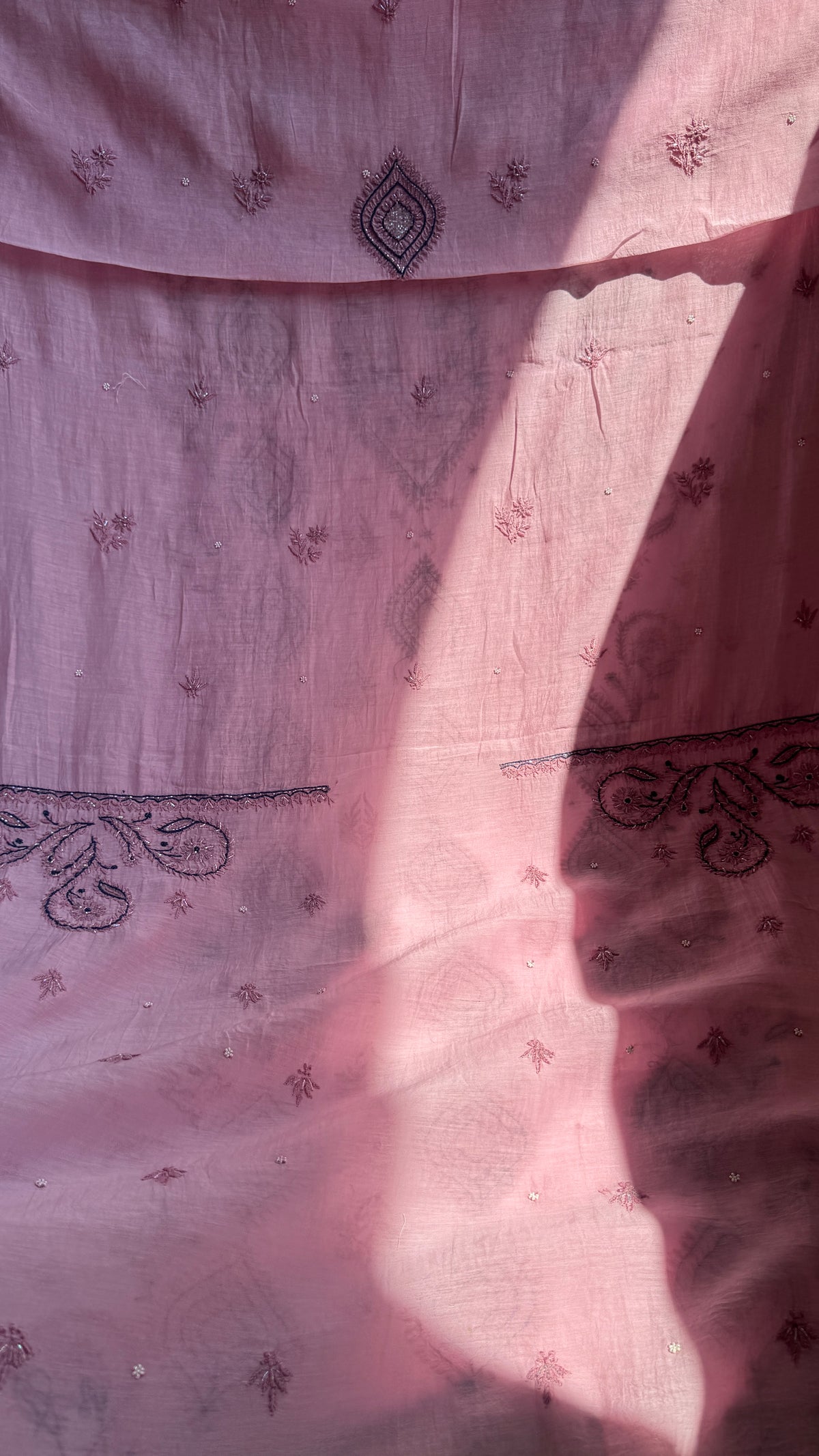 Mul Chanderi Chikankari - Unstitched Set - Multi Colour