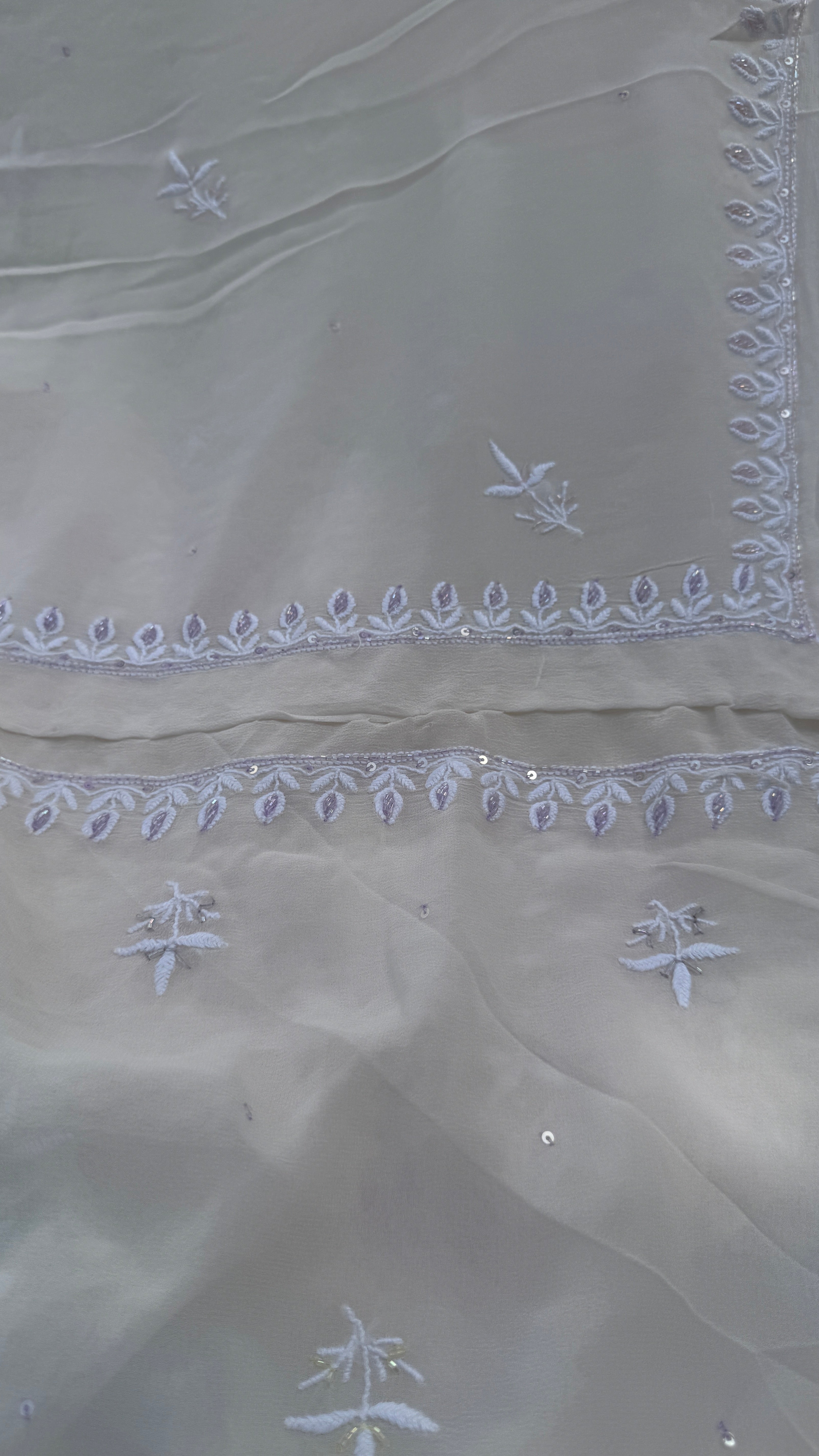 Pure Georgette Chikankari Unstitched Kurta-Dupatta Set - KALA
