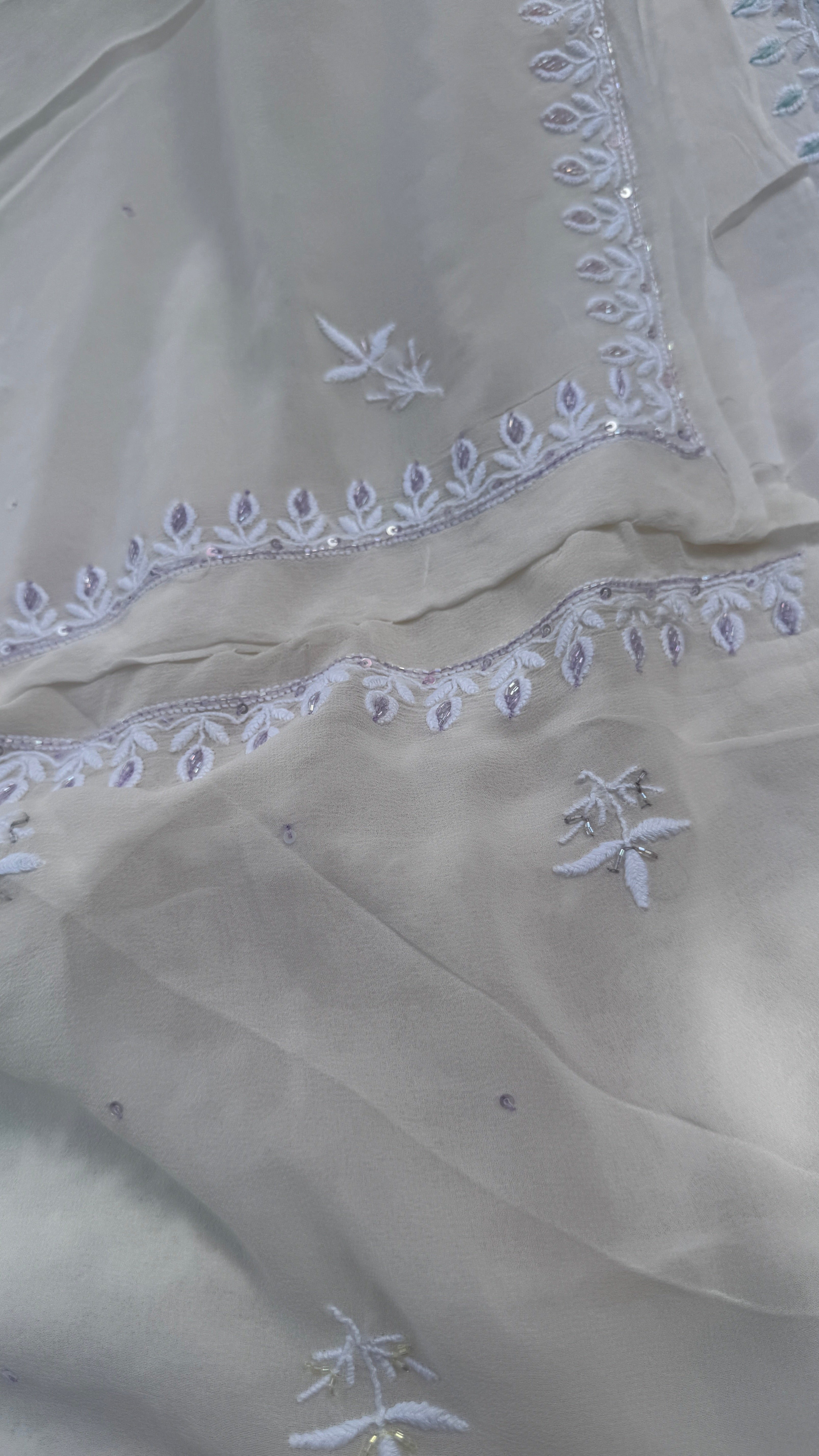 Pure Georgette Chikankari Unstitched Kurta-Dupatta Set - KALA
