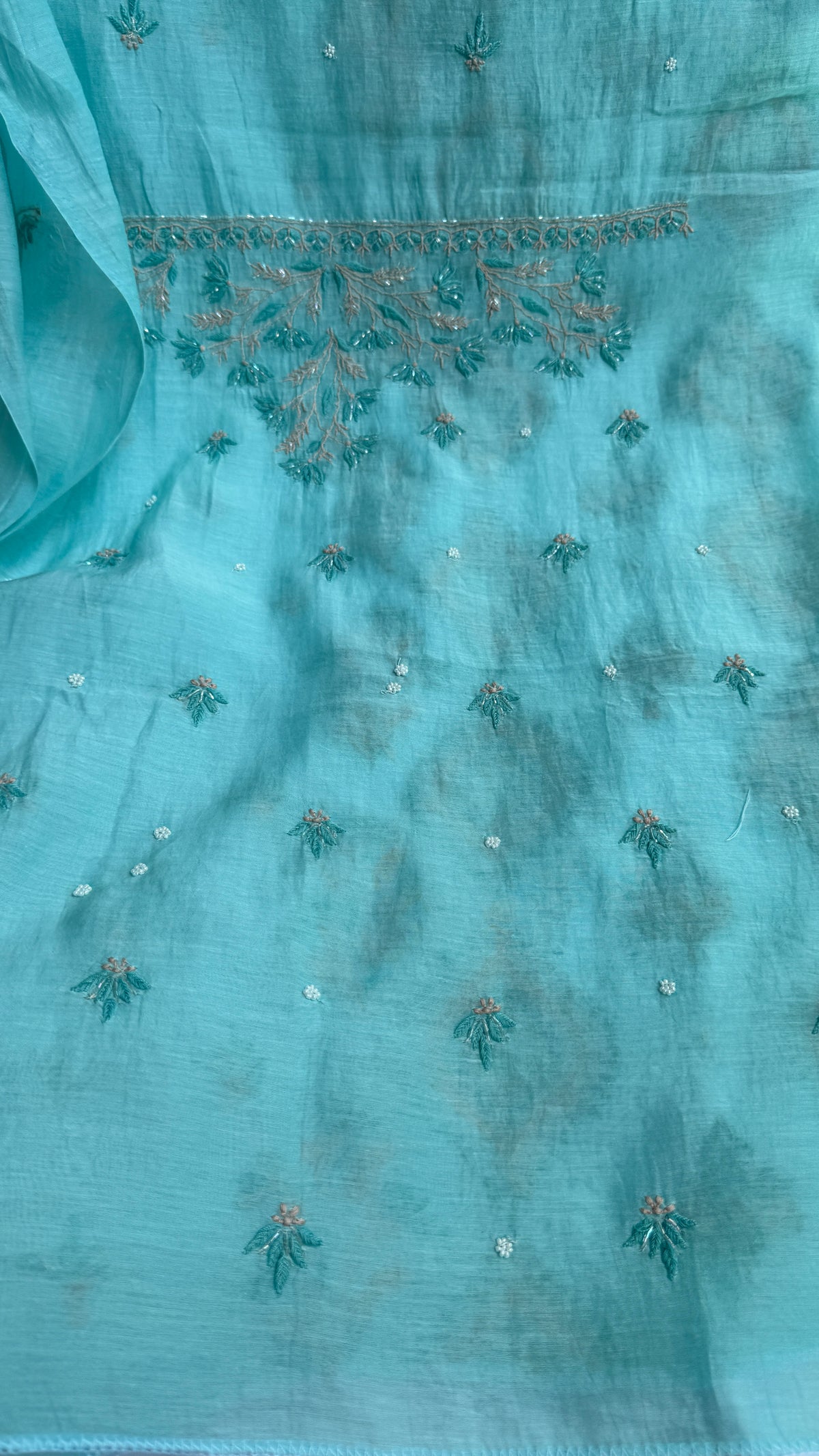 Mul Chanderi Chikankari - Unstitched Set - Multi Colour (Copy)