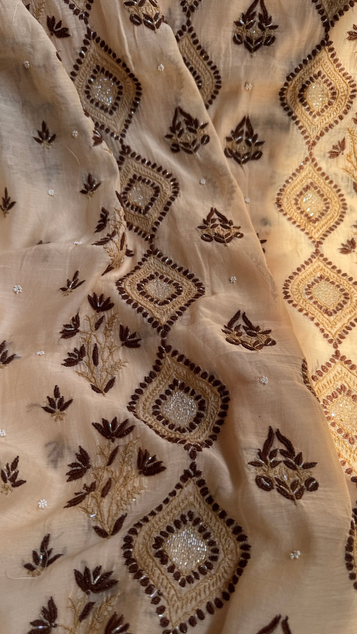 Mul Chanderi Chikankari - Unstitched Set - Multi Colour (Copy) (Copy)