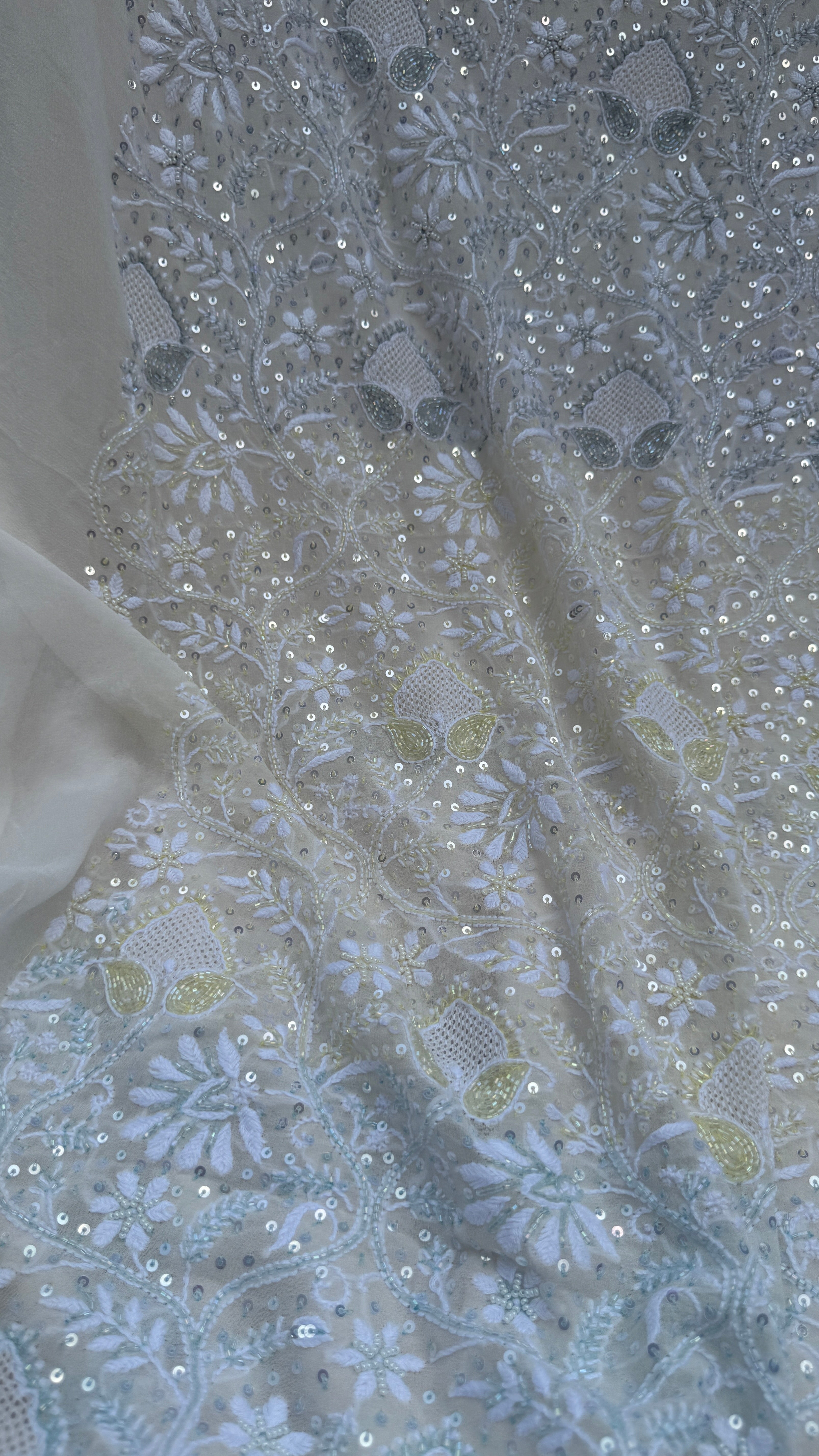 Pure Georgette Chikankari Unstitched Kurta-Dupatta Set - KALA