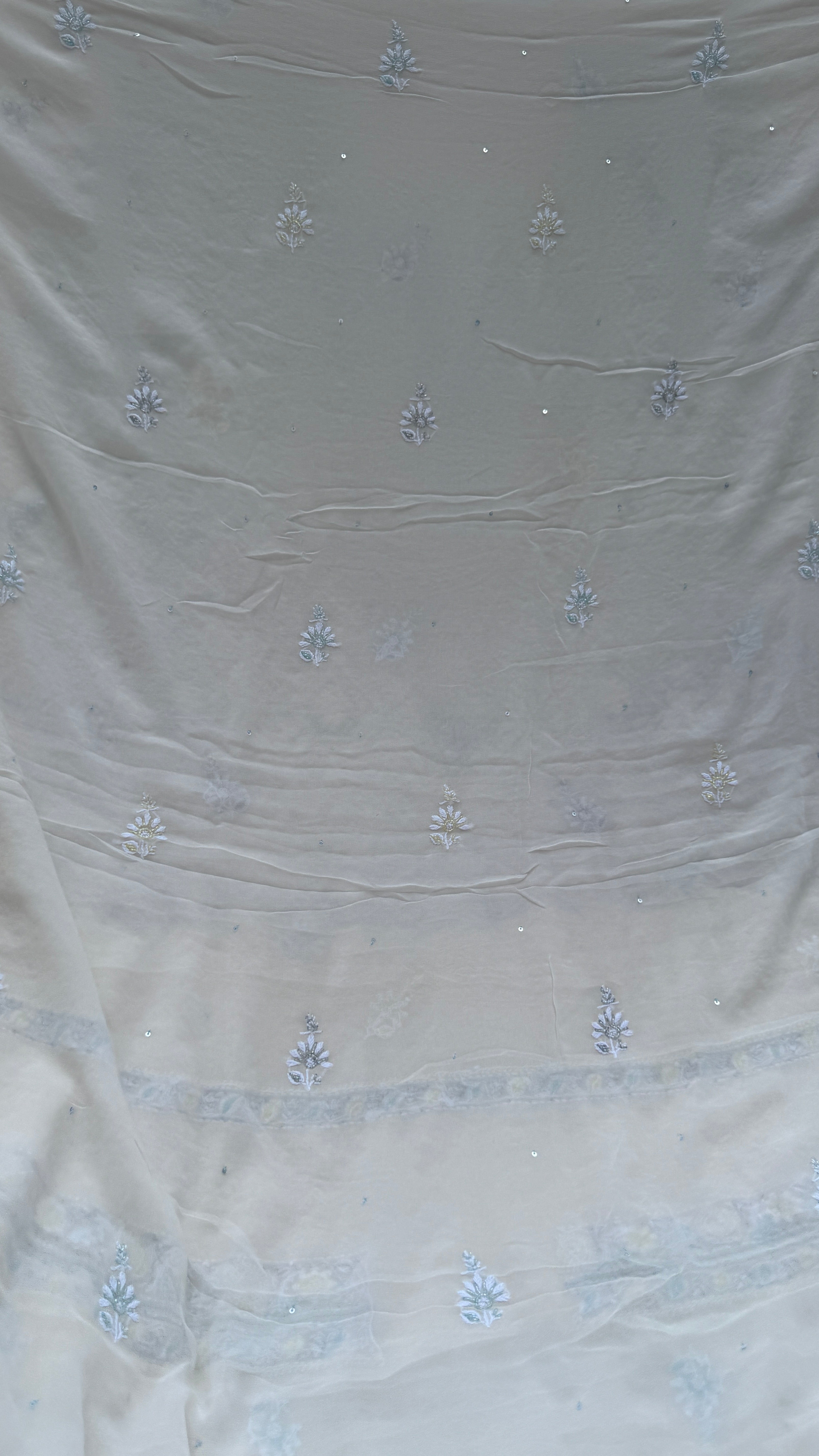 Pure Georgette Chikankari Unstitched Kurta-Dupatta Set - KALA