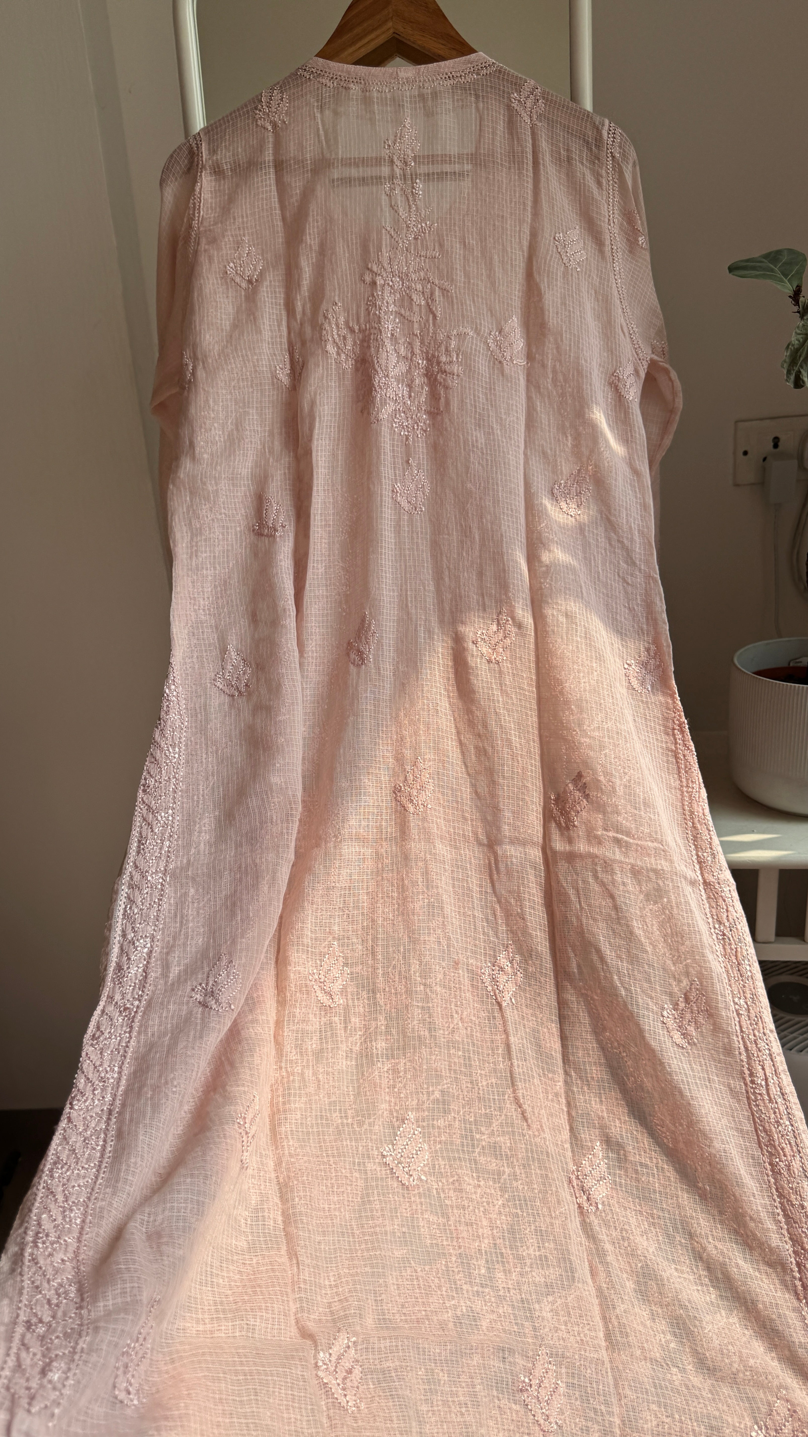 Kota Soft Cotton Chikankari Kurti - Nude Pink - CHAND Collection