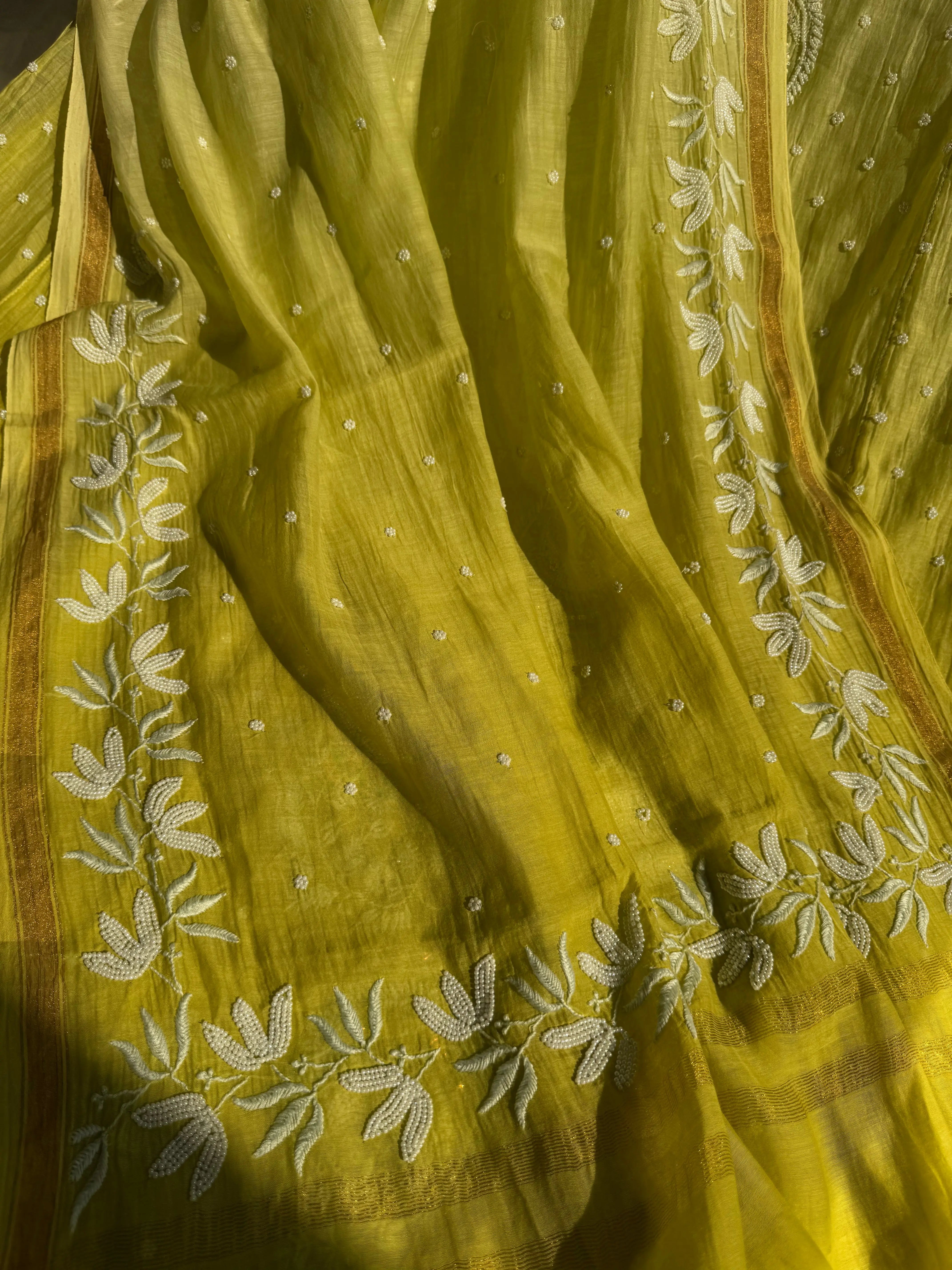Mul Chanderi Chikankari Anarkali - Green Ombre ARIAA CHIKANKARI
